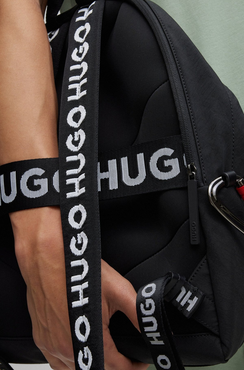 WRINKLE-EFFECT NYLON BACKPACK WITH LOGO STRAPS 4