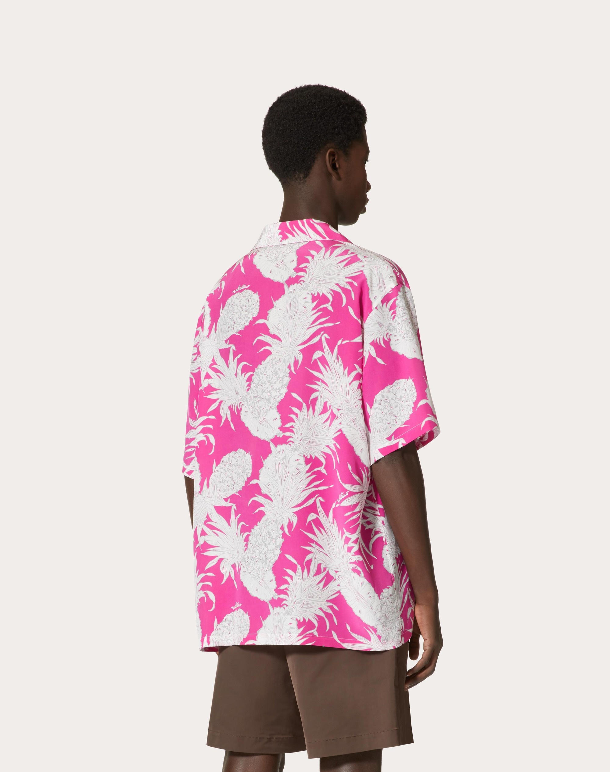 SILK BOWLING SHIRT IN PINEAPPLE PRINT - 4