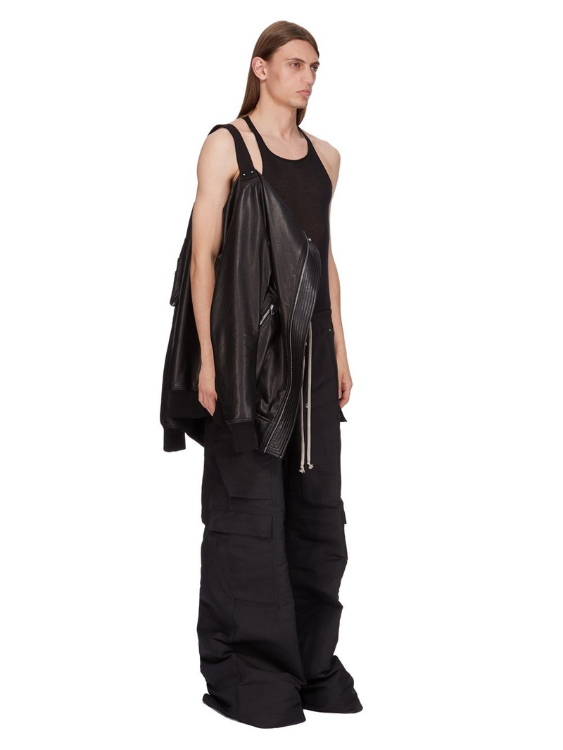 Classic Flight Oversized Webbing-Trimmed Distressed Leather Bomber Jacket 8
