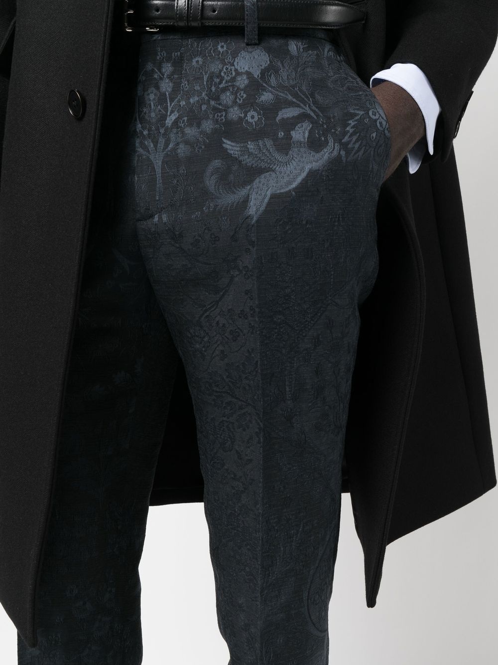 jacquard pressed-crease tailored trousers - 5