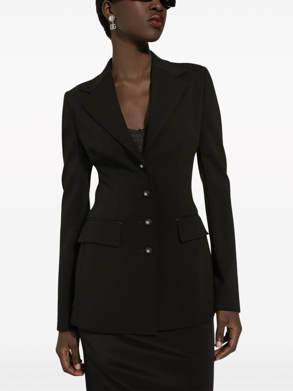 single-breasted fitted-waistline blazer - 5