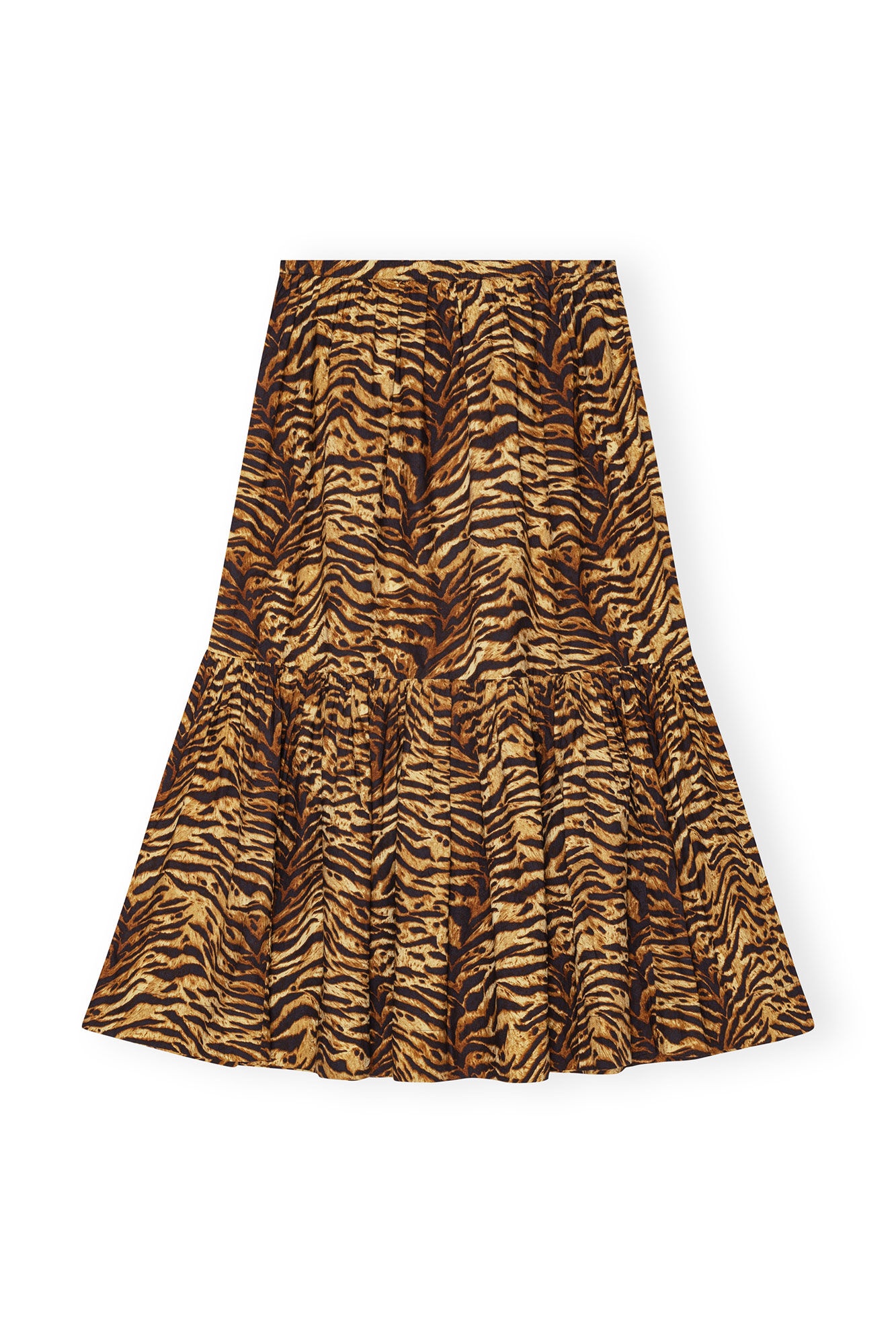 ANIMAL PRINTED COTTON MAXI FLOUNCE SKIRT - 5