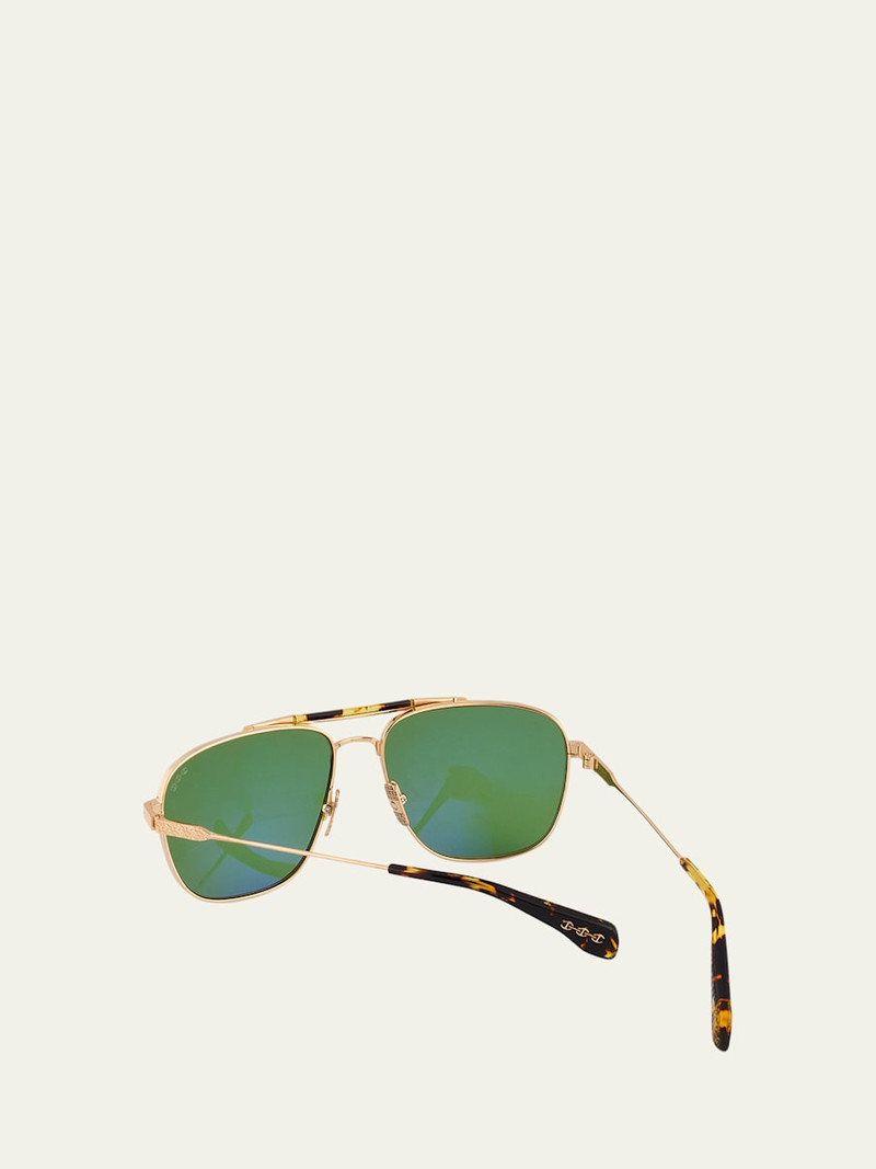 HOORSENBUHS® Tortoise & Golden Titanium Aviator Sunglasses outlook