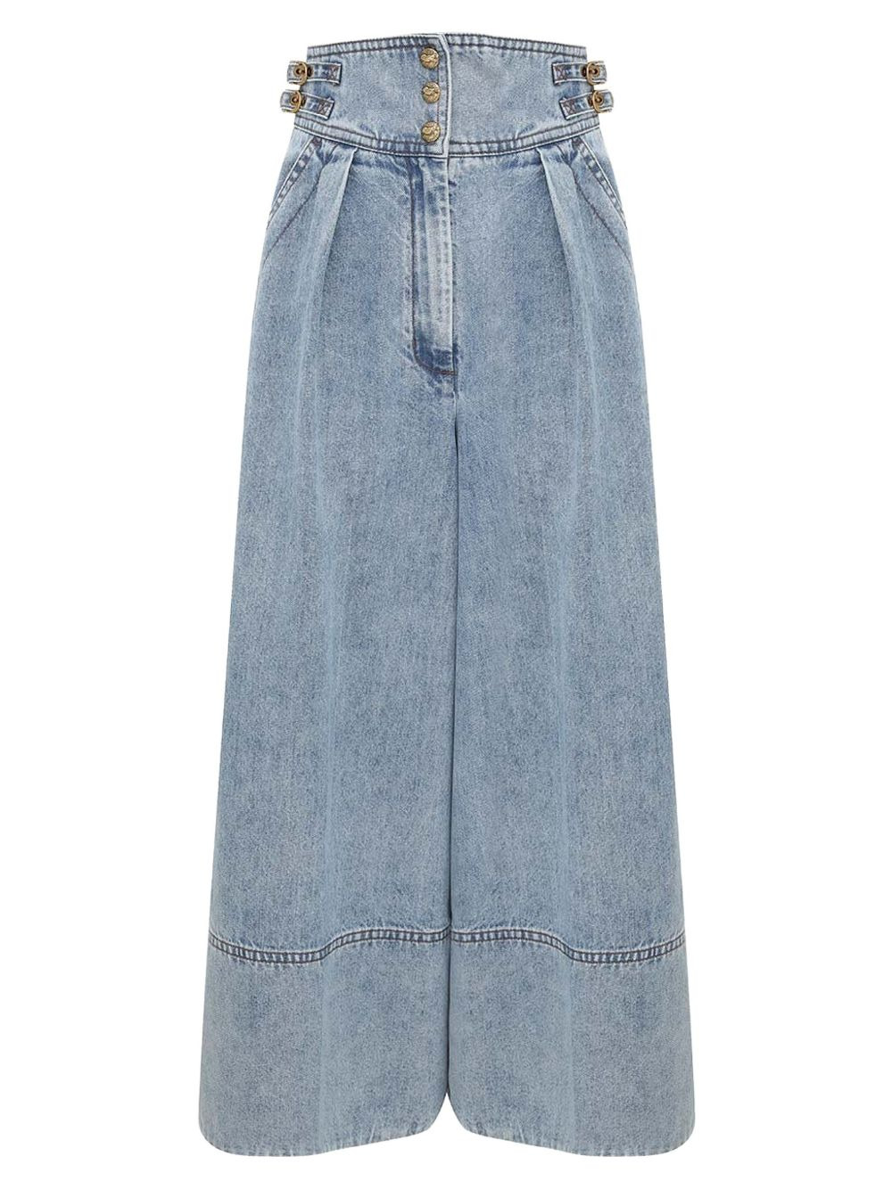high-waist denim cullote - 2
