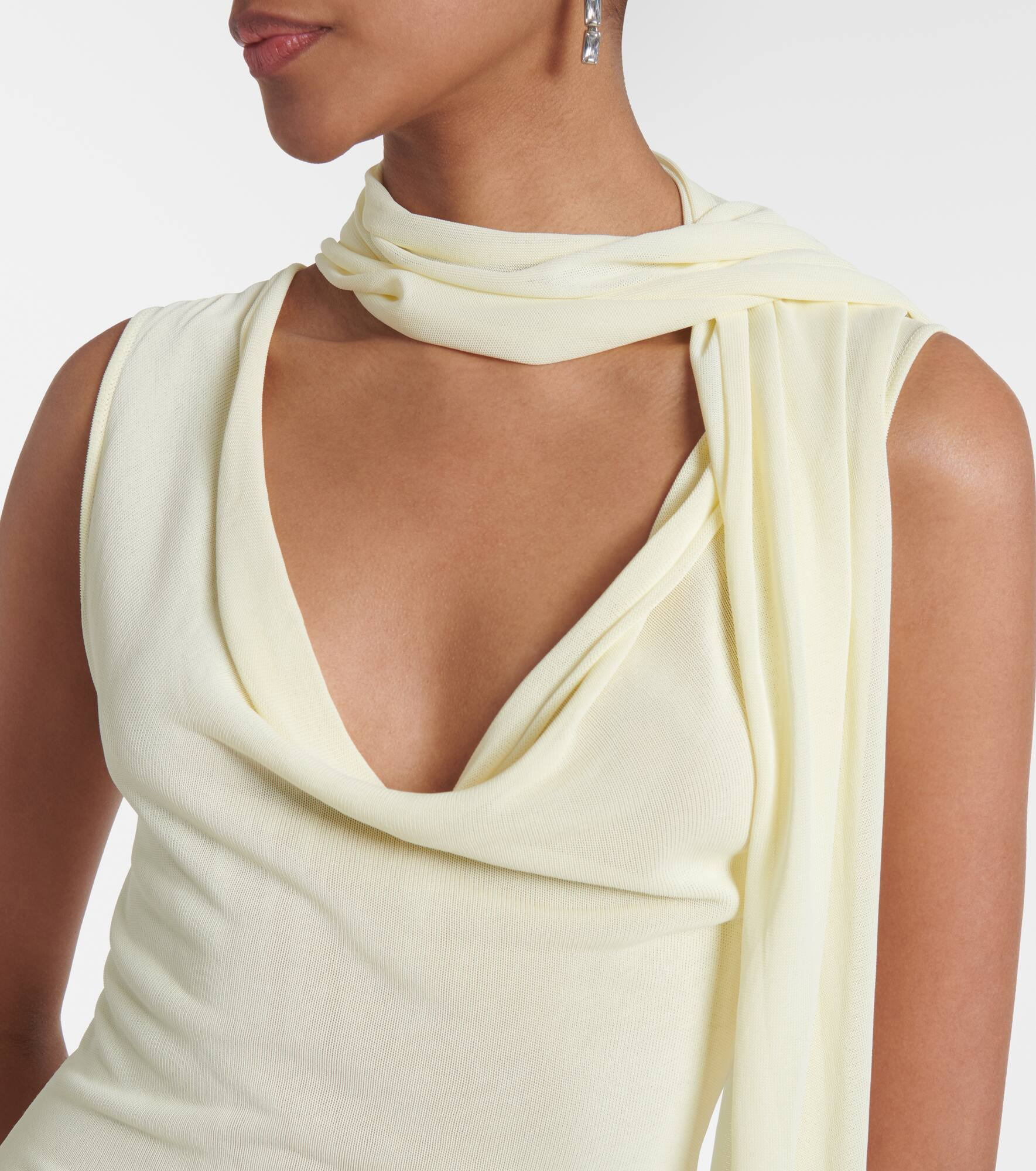 Draped scarf-detail minidress - 4