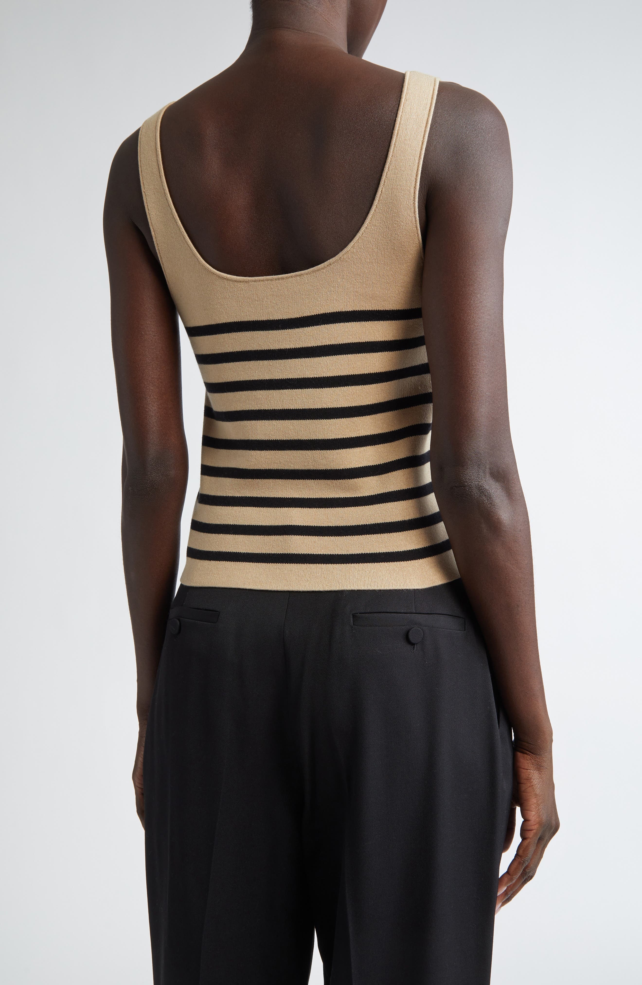 Altuzarra Stevie Stripe Silk & Cotton Sweater Tank in Hazelwood/Black at Nordstrom - 3