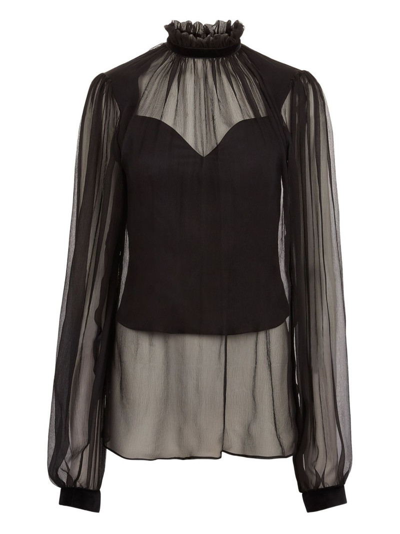 high-neck ruffled top 1