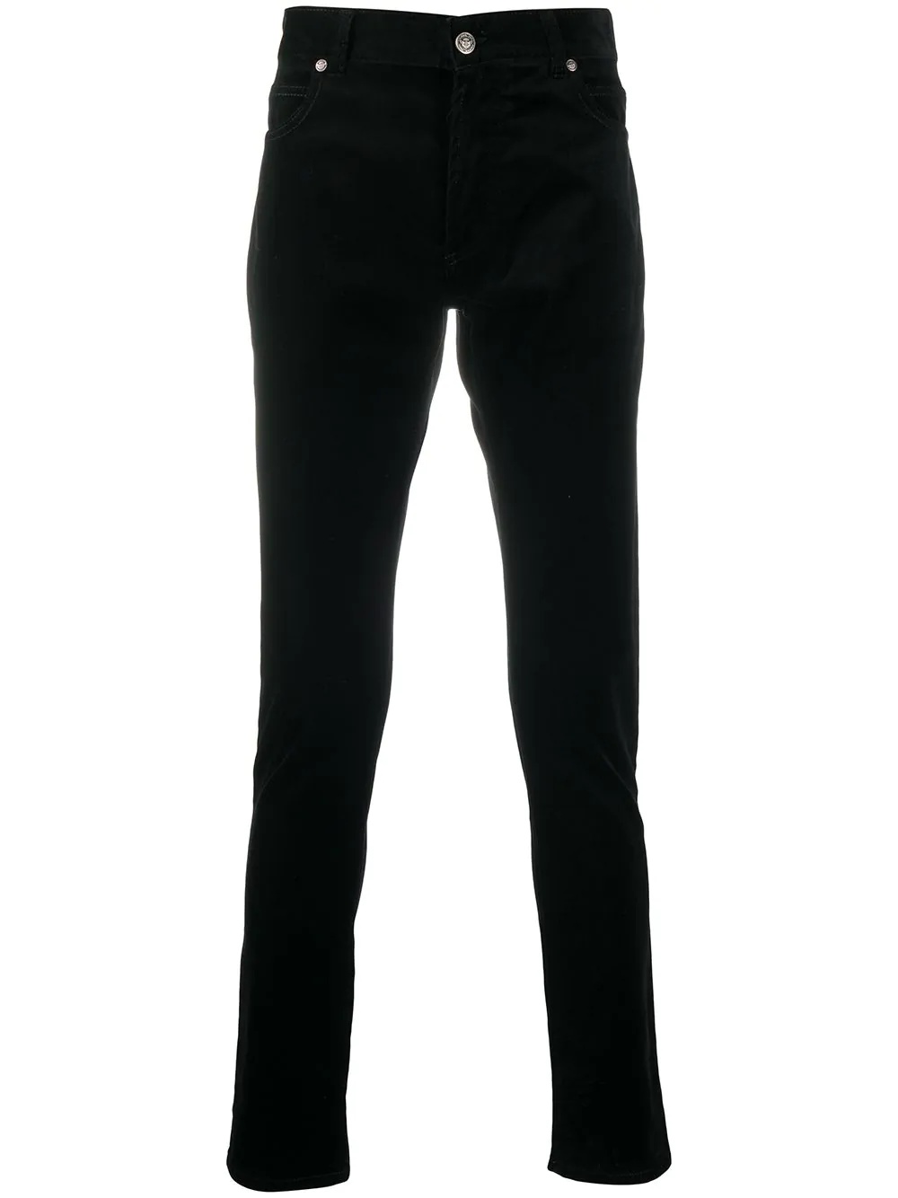 velvet logo slim-fit trousers - 1