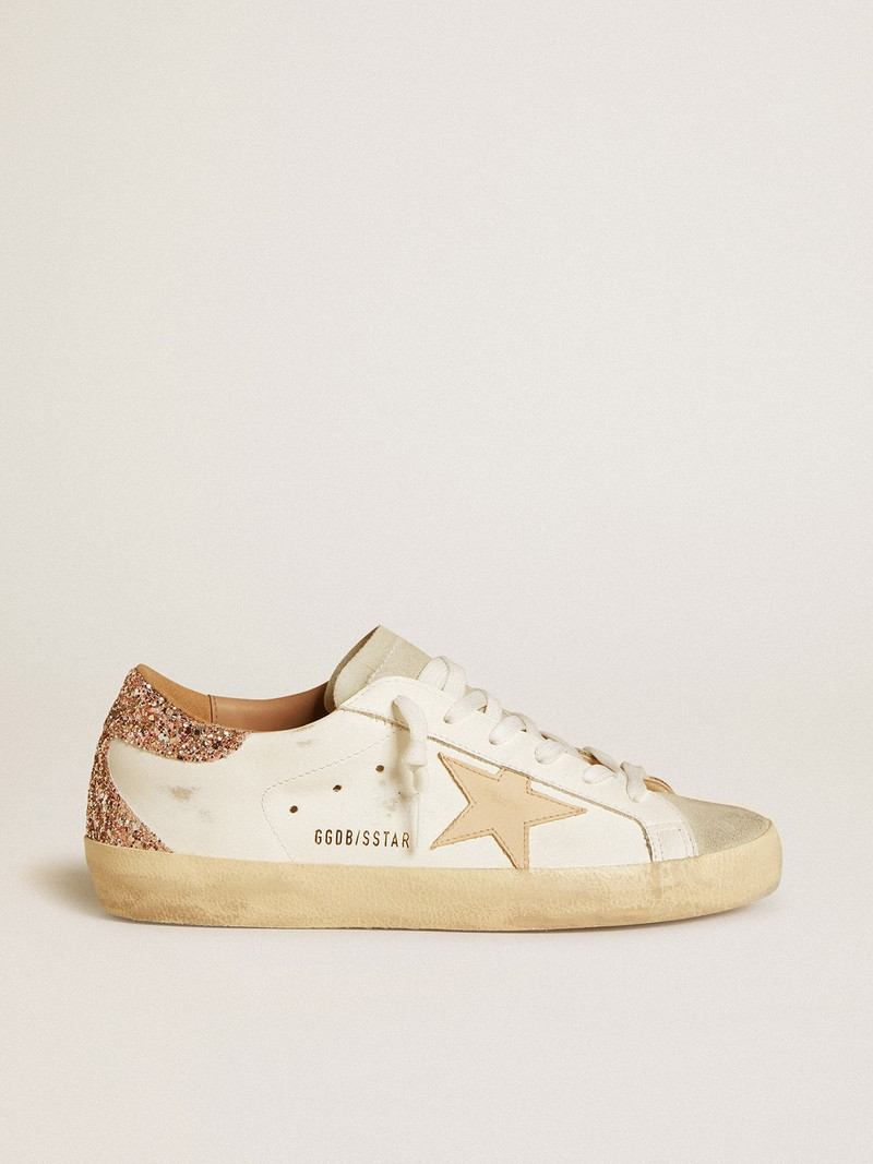 Women's Super-Star with nude leather star and gold glitter heel tab - 1