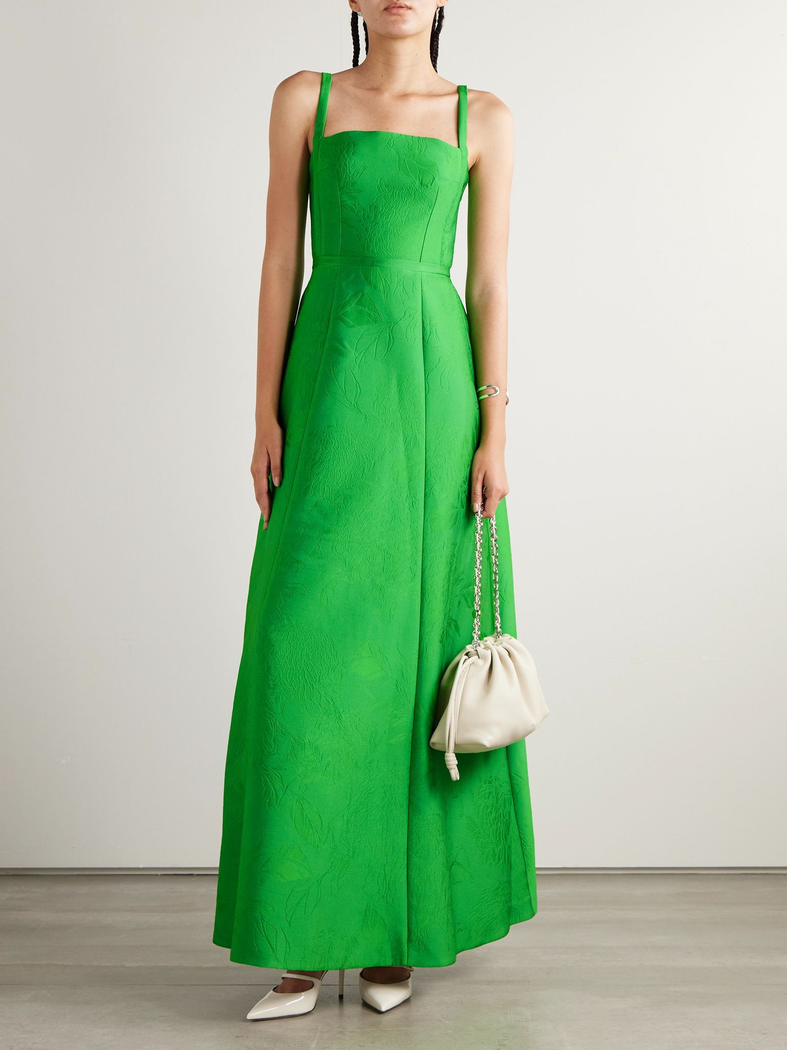 Mathilde pleated cloqué gown Green - 2