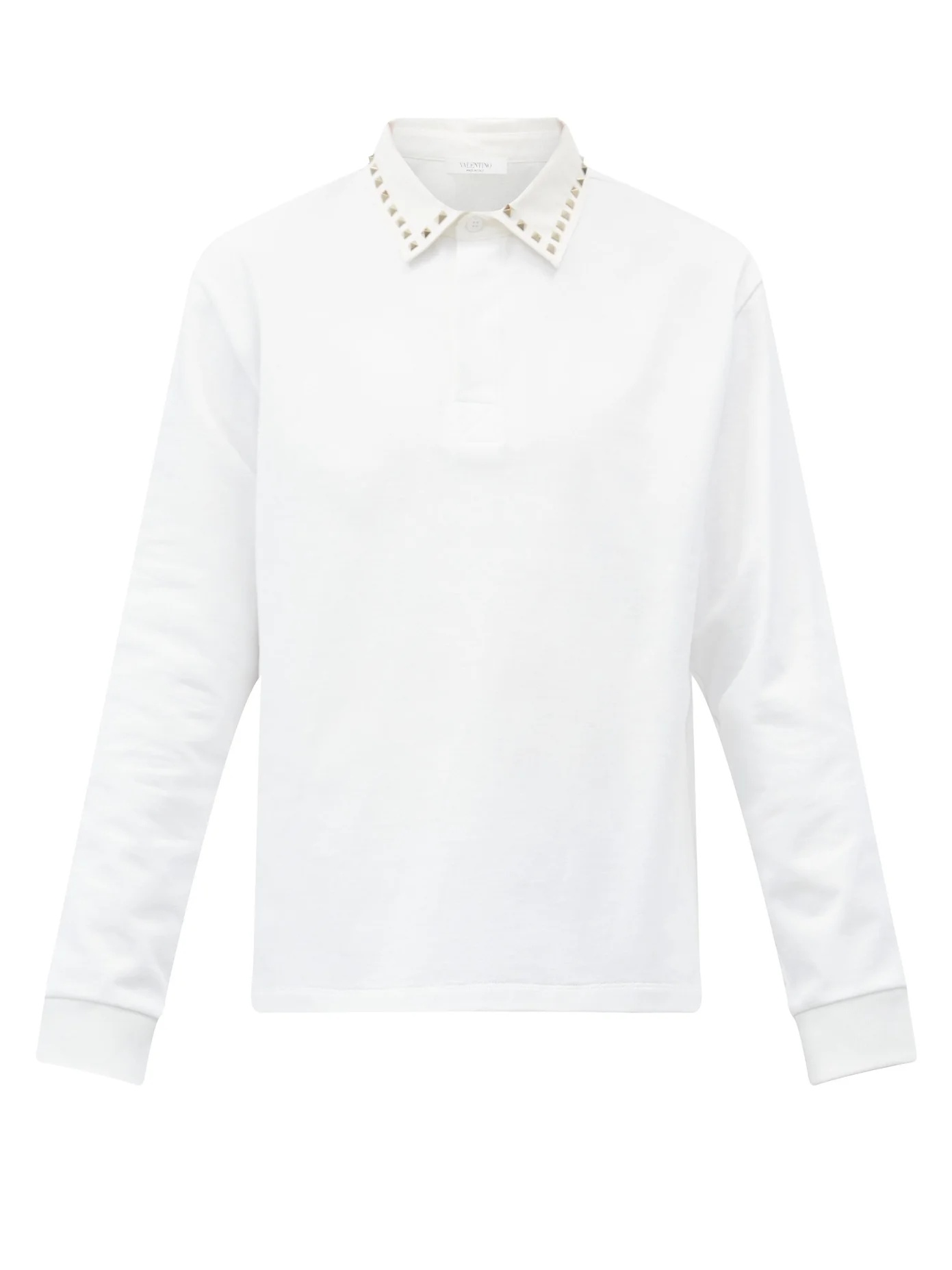 Rockstud cotton-piqué long-sleeved polo shirt - 1