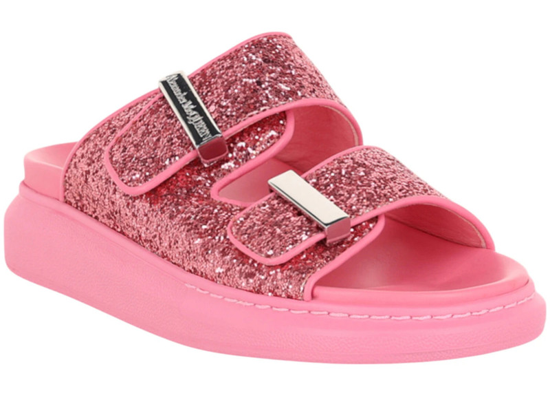Alexander McQueen Alexander McQueen Glitter Hybrid Sandals Pink Silver (Women's) outlook