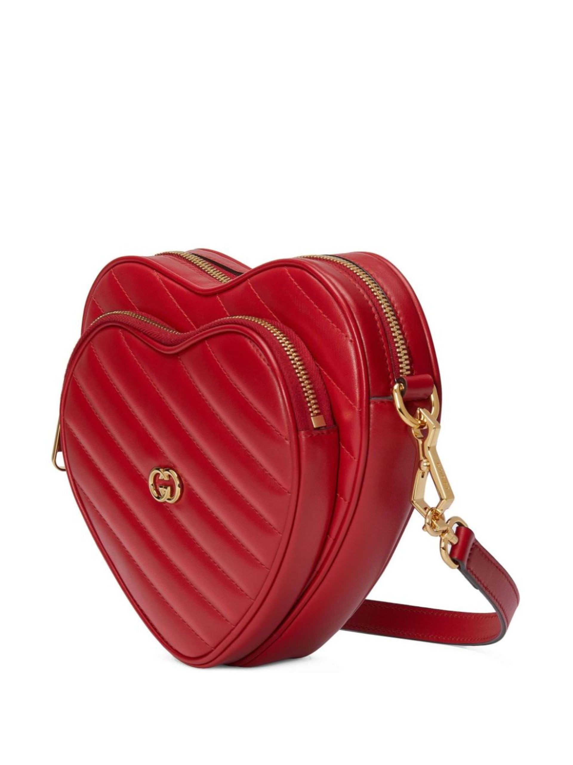 Red Interlocking G Mini Heart Shoulder Bag - 5