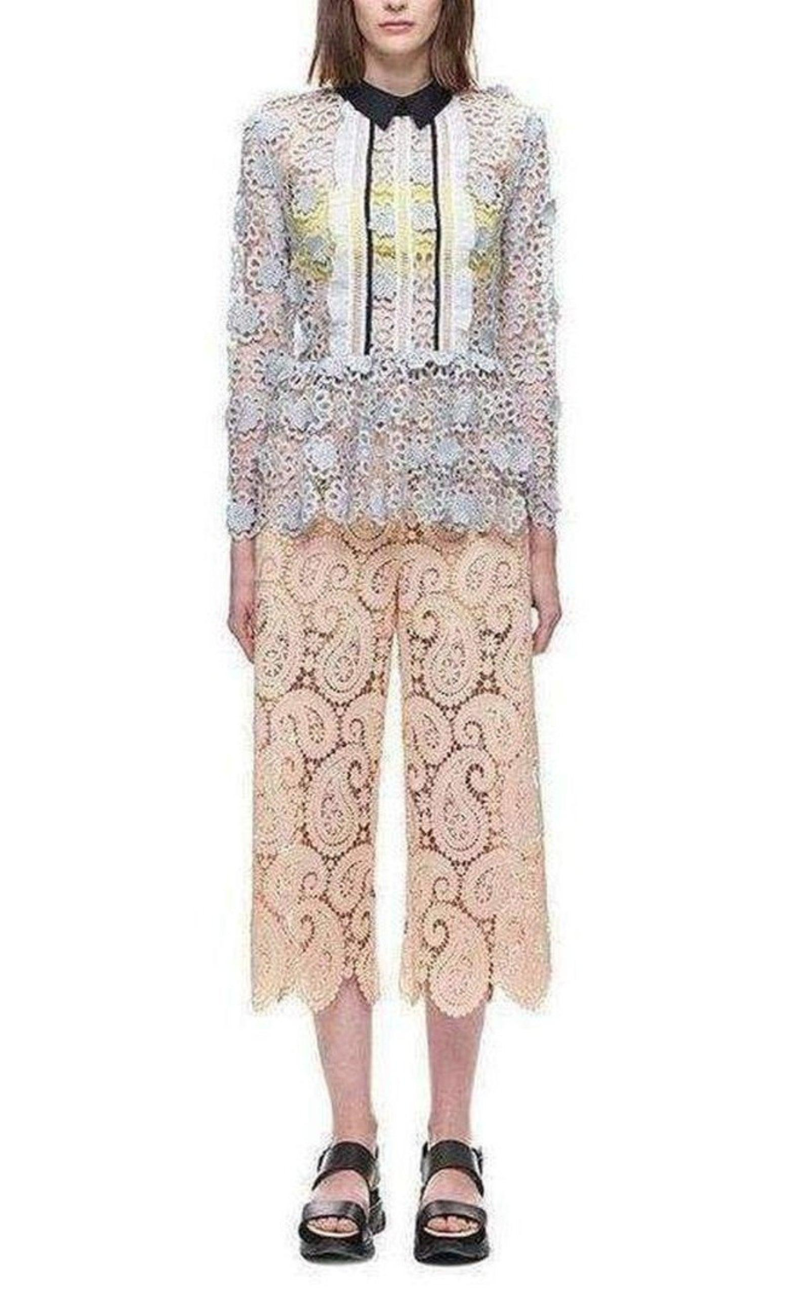 Ice Grey 3D Floral Guipure Lace Shirt - 2