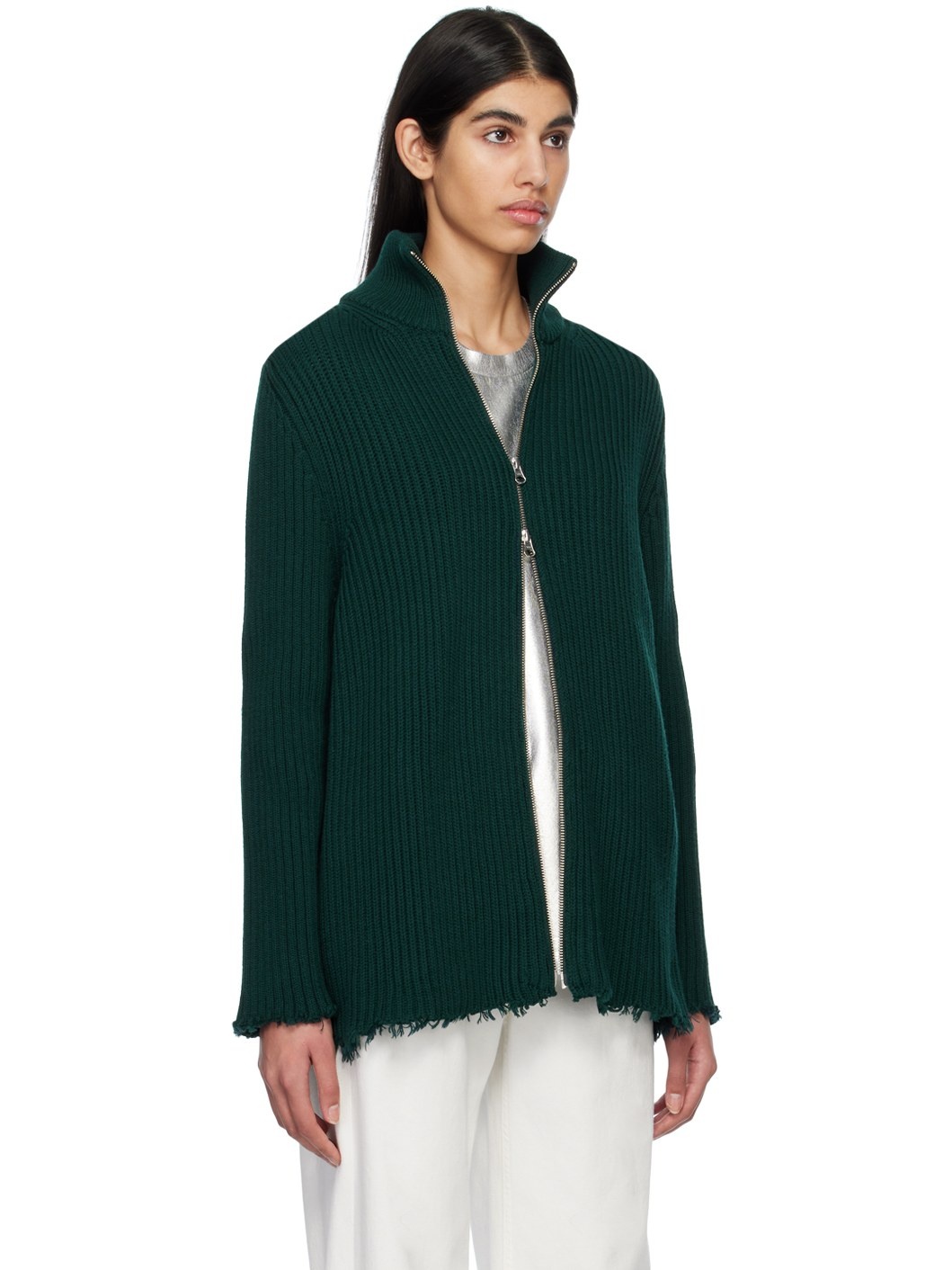 Green Raw Edge Sweater - 2