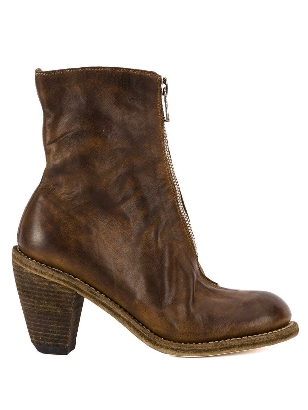 distressed zip-up boots - 1