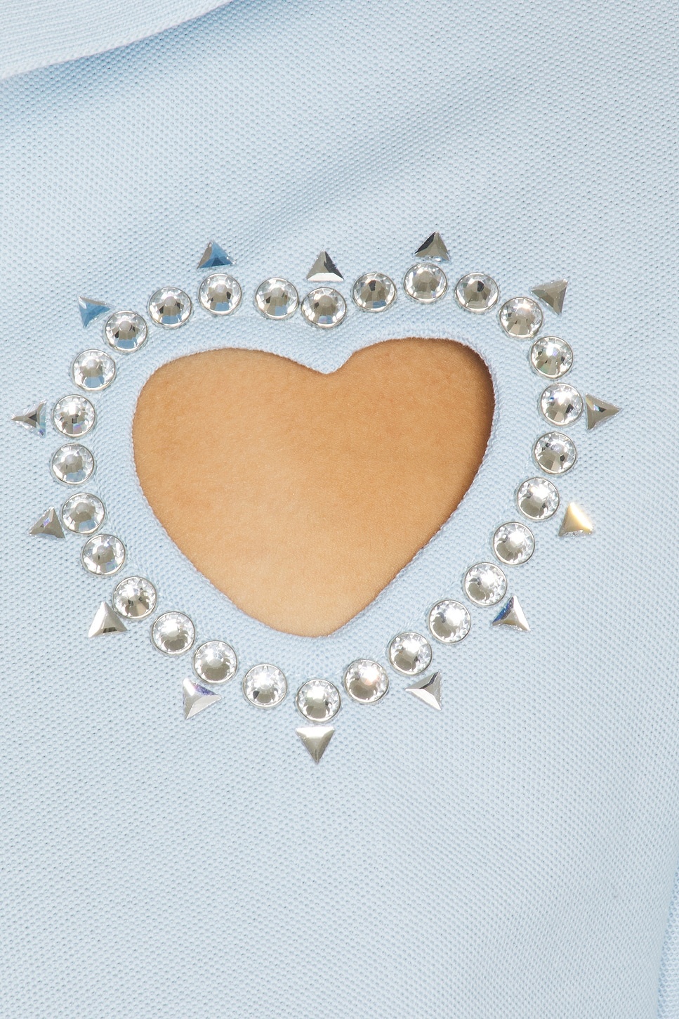 Crystal Heart Cutout Cropped Polo Top - 5