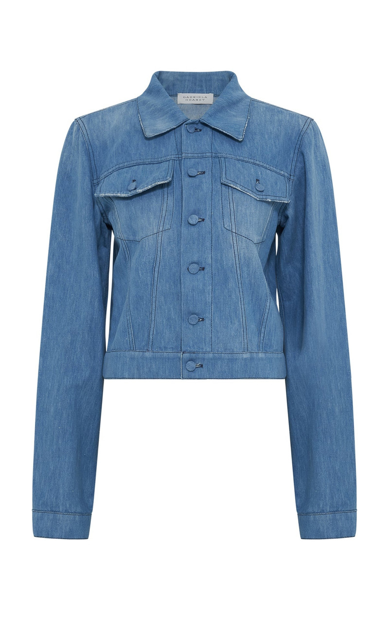 Roland Jacket in Light Blue Recycled Cotton Linen Denim - 1