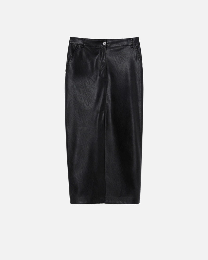 LEATHER-EFFECT MIDI SKIRT WITH SLIT AT THE HEM 1