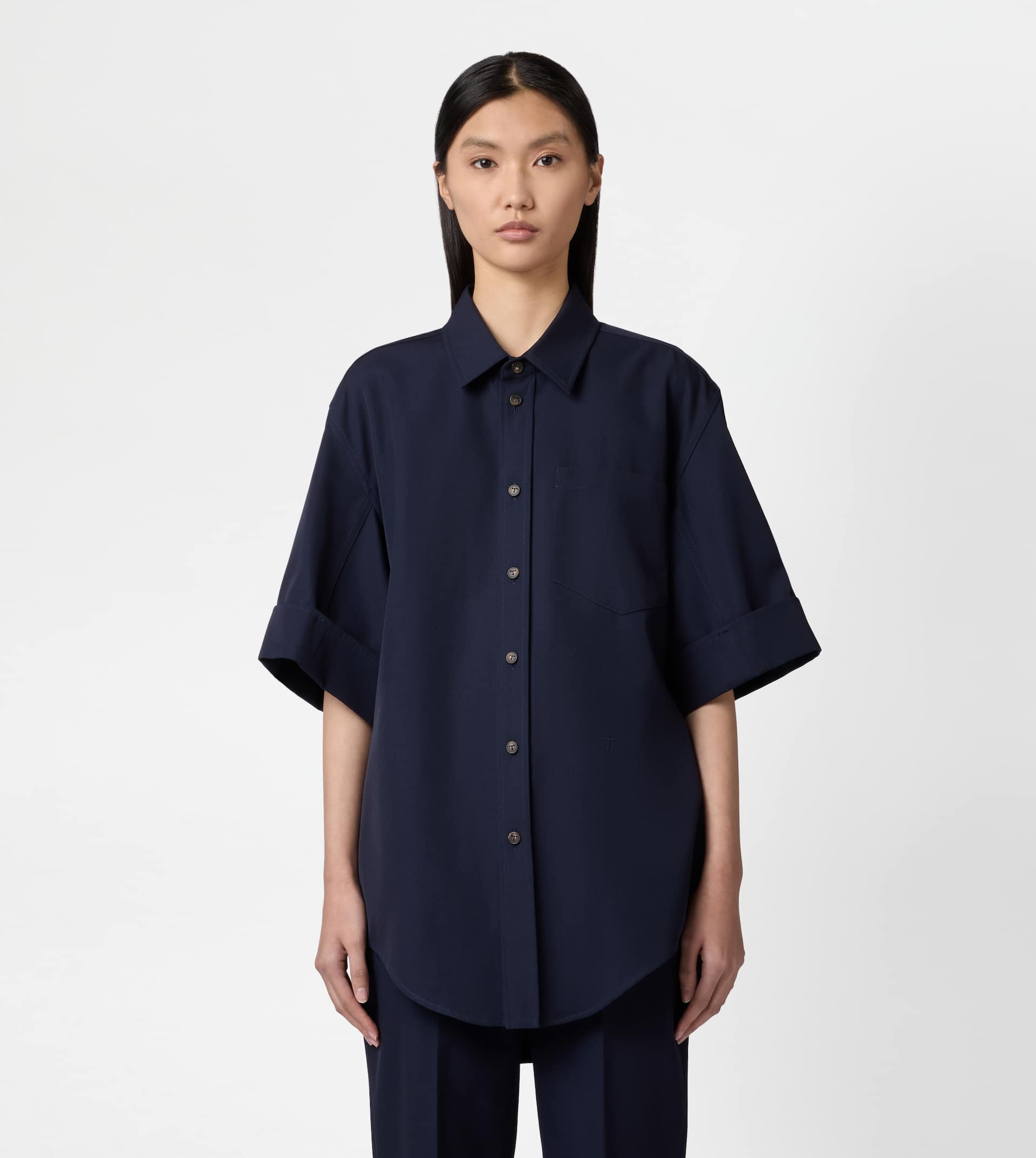 SHIRT IN WOOL AND COTTON - BLUE - 3