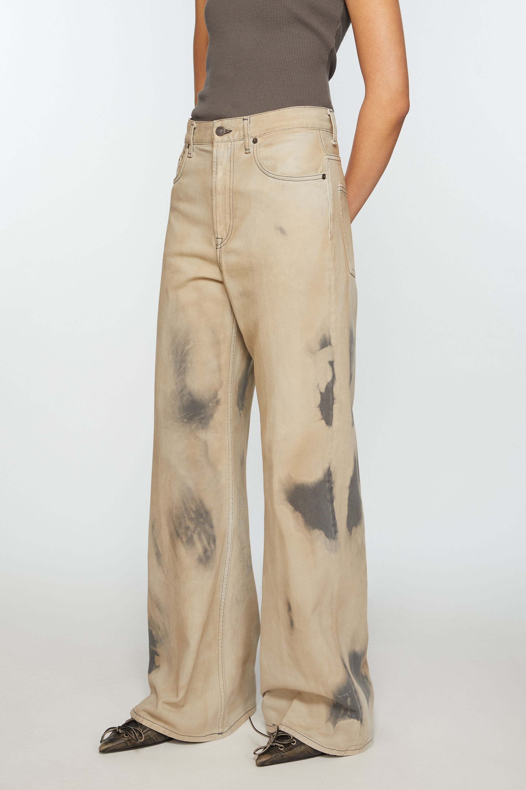 Relaxed fit jeans - 2022F - Beige/black - 3