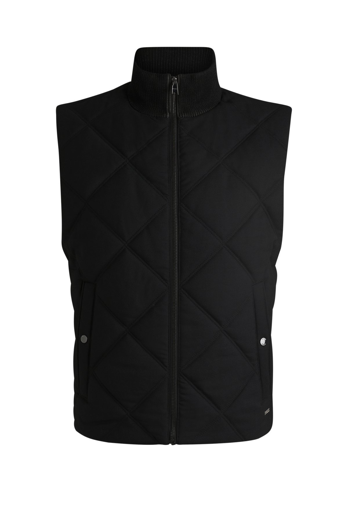 DIAMOND-QUILTED GILET WITH RIBBED-COTTON TRIMS - 1