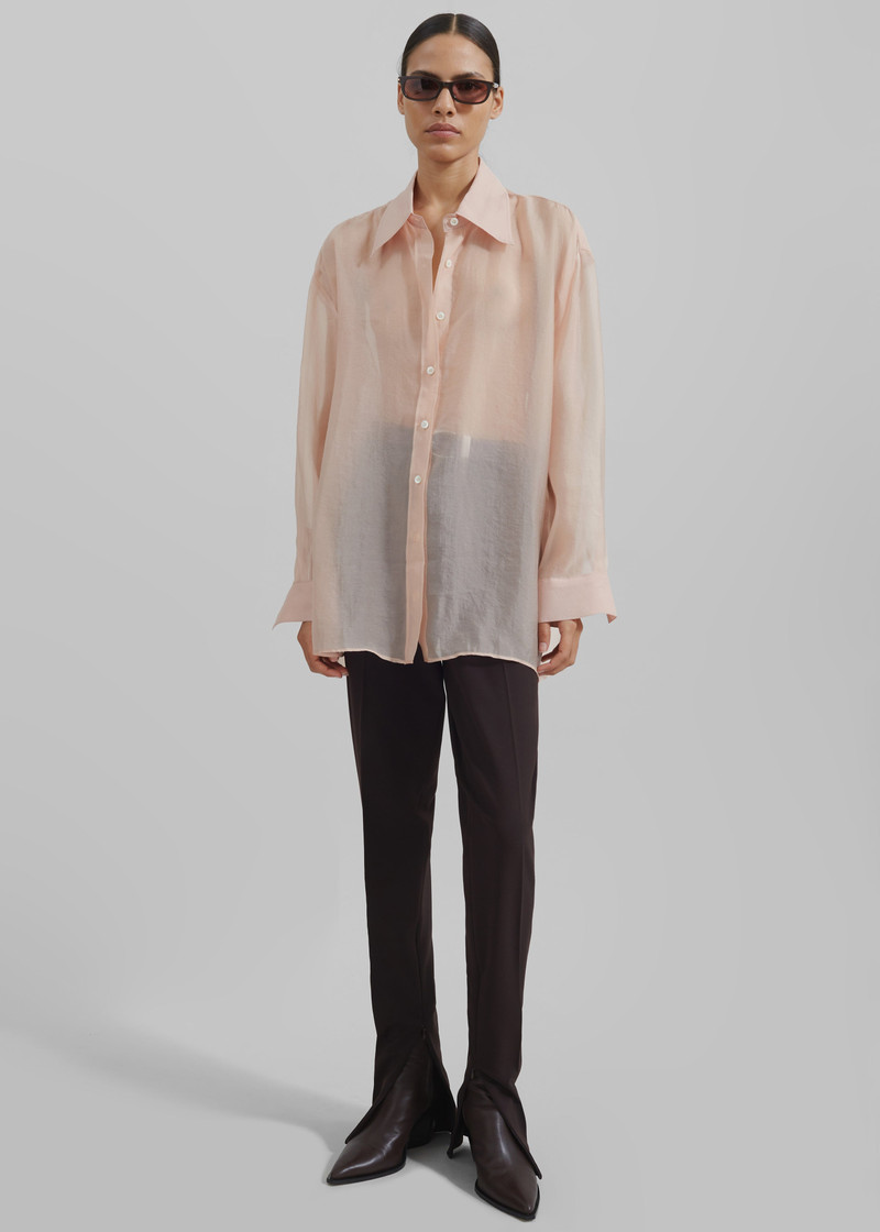 Nel Sheer Button Up Shirt - Pink 6
