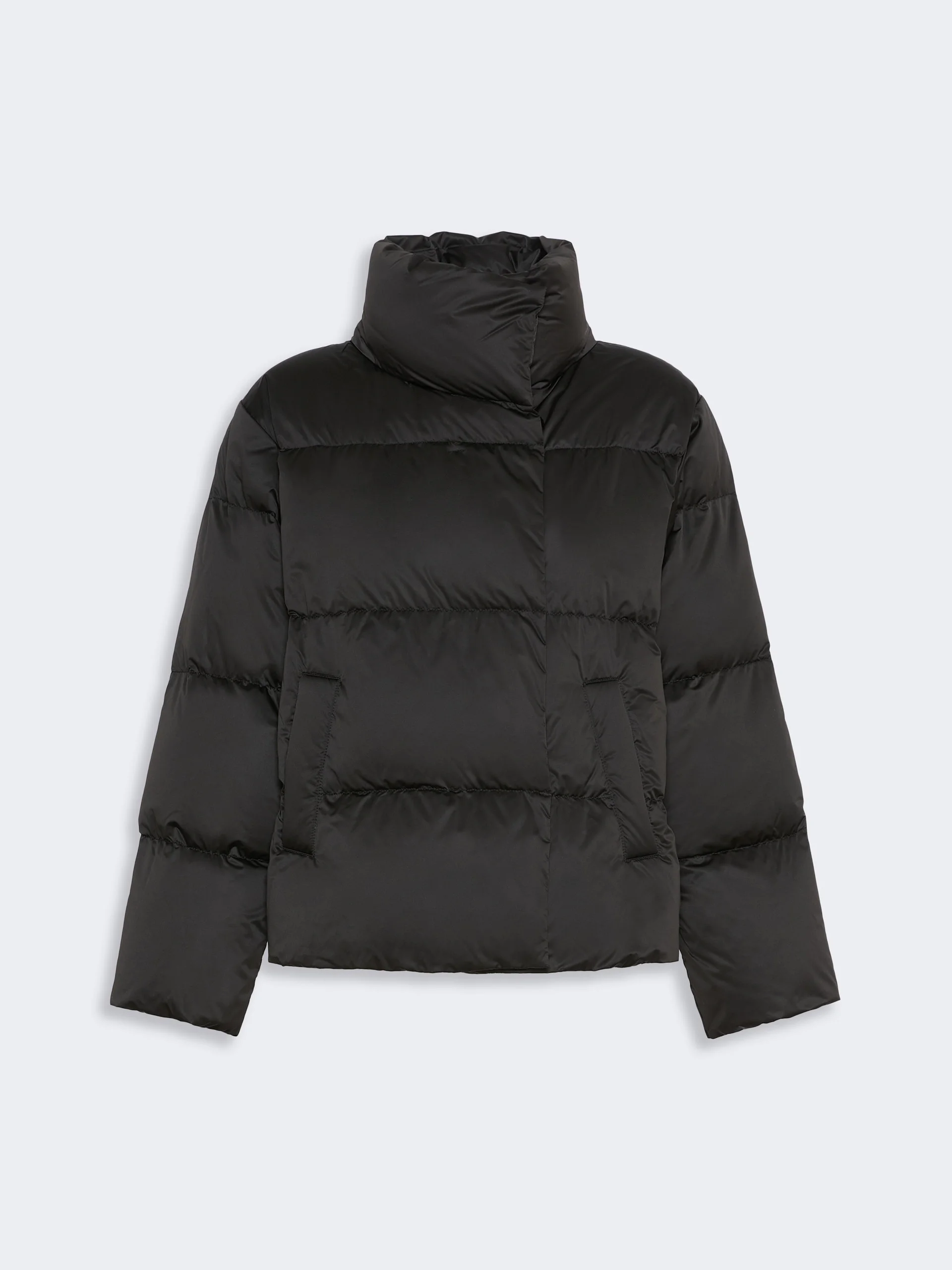 MATASSA Short down jacket in technical satin - BLACK - 1