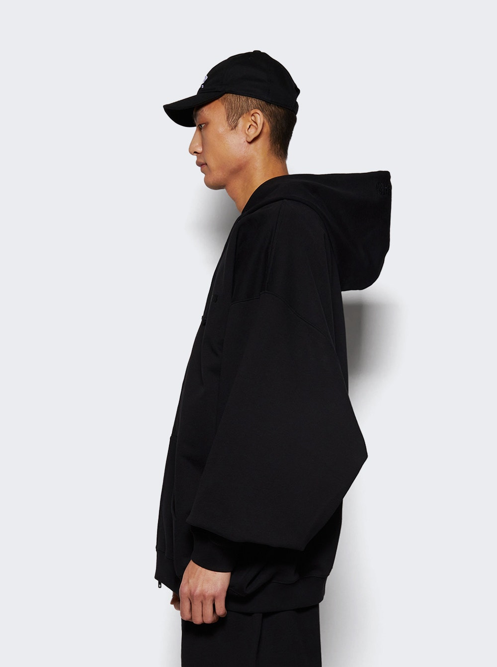 Embroidered Logo Zip Up Hoodie Black - 4