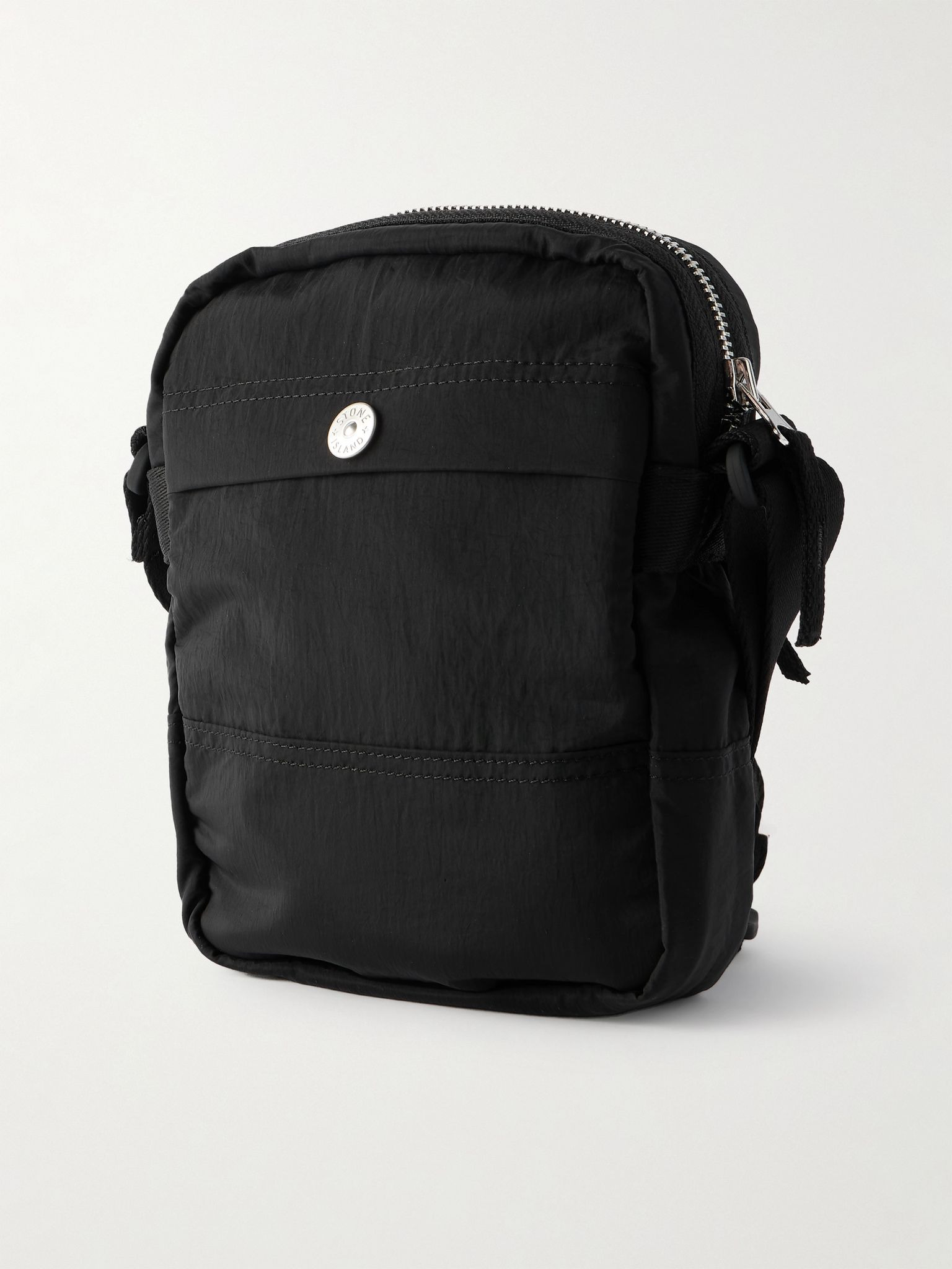 Shotter Logo-Appliquéd Coated ECONYL® Nylon Metal Messenger Bag Black - 3