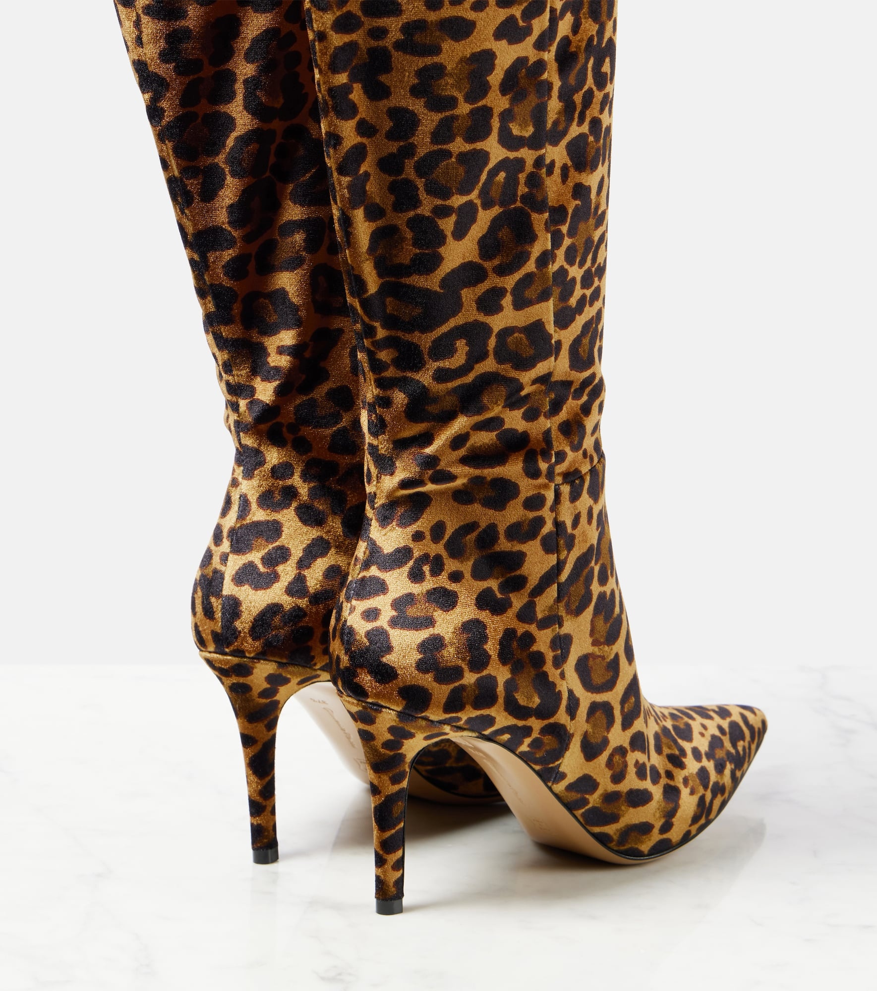 85 leopard-print velvet knee-high boots - 2