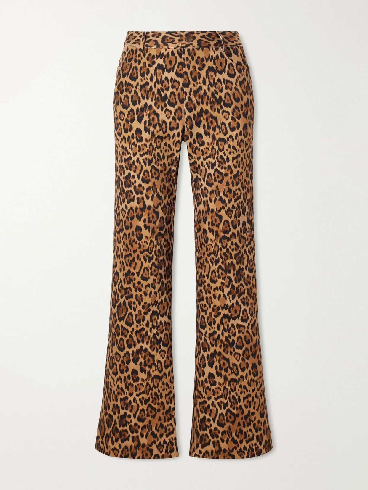 Animal-print Cotton-blend Wide-leg Pants - 1