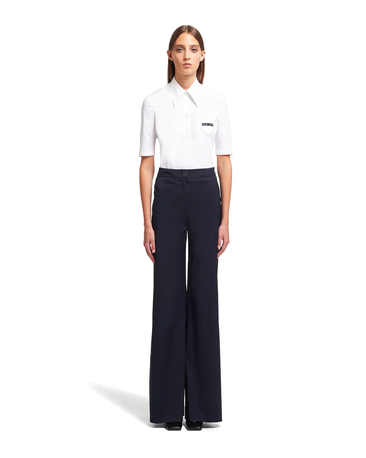 Stretch cotton poplin palazzo pants - 2