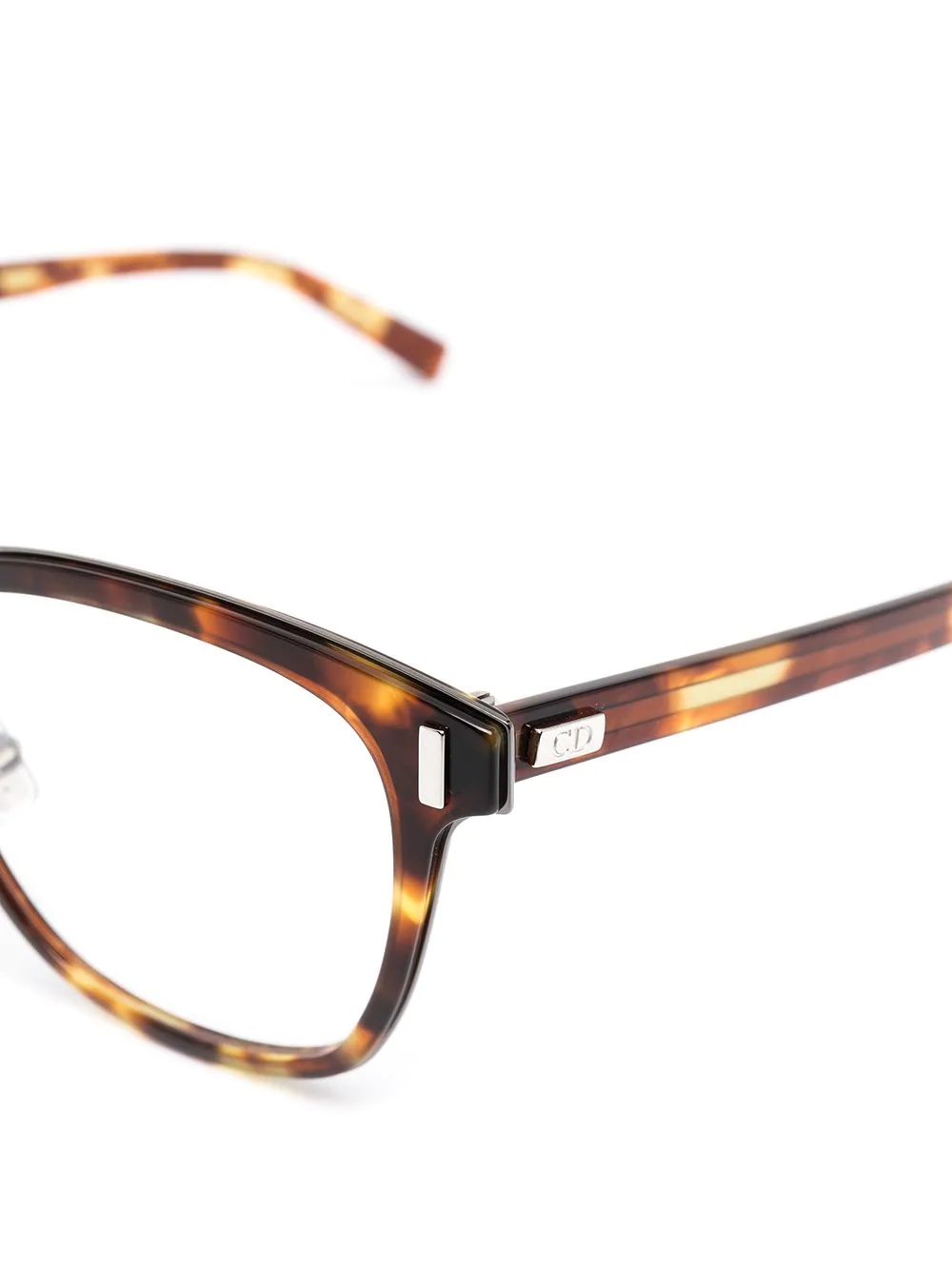 square-frame tortoiseshell effect glasses - 3