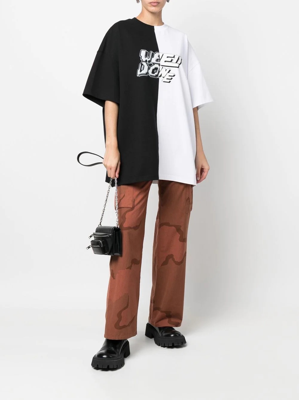 logo-print panelled T-Shirt - 4