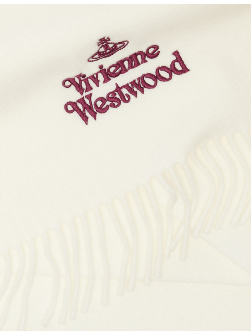 Vivienne Westwood Embroidered Logo Fringed Wool Scarf outlook