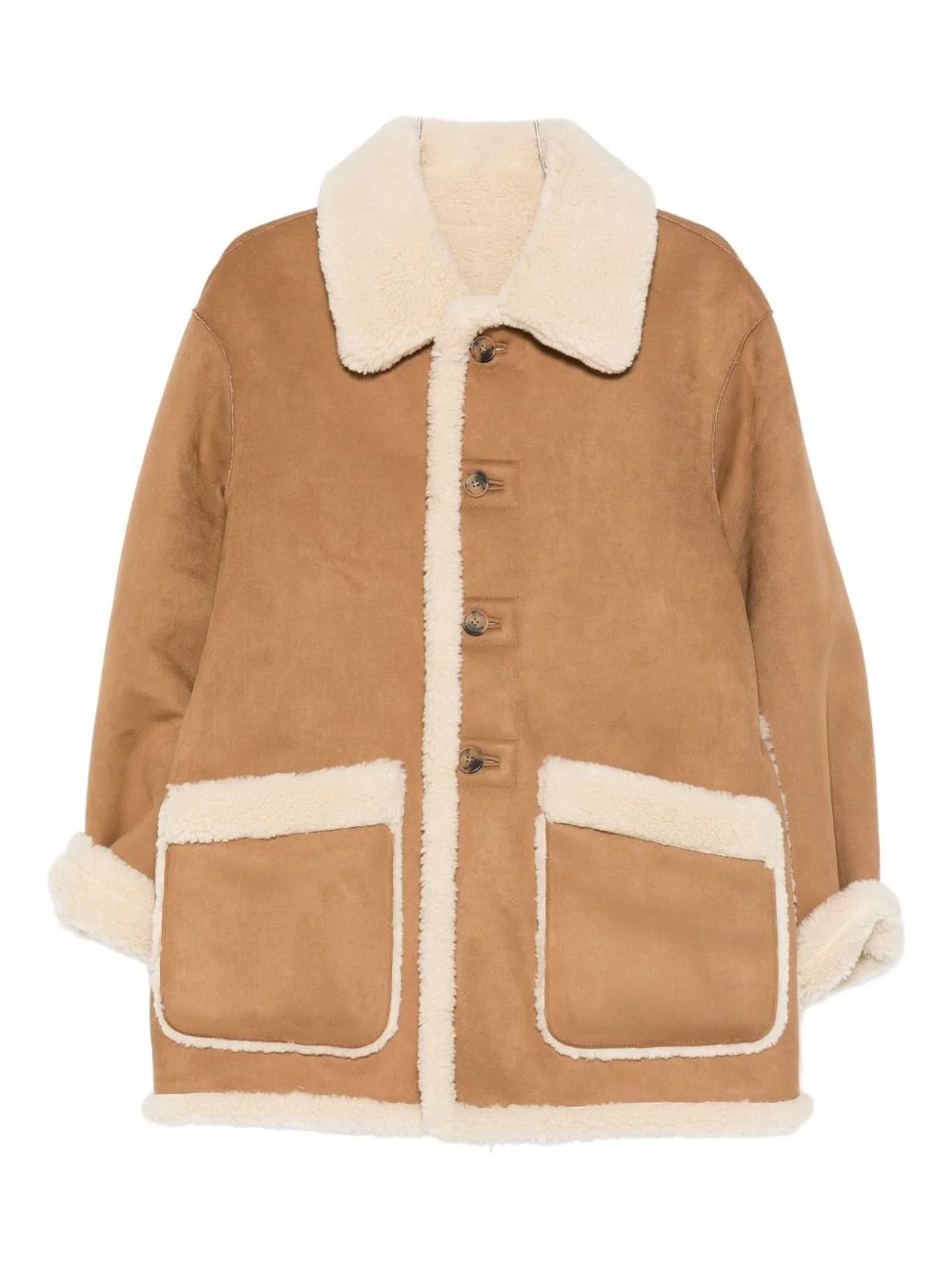 buttoned faux-shearling jacket - 1