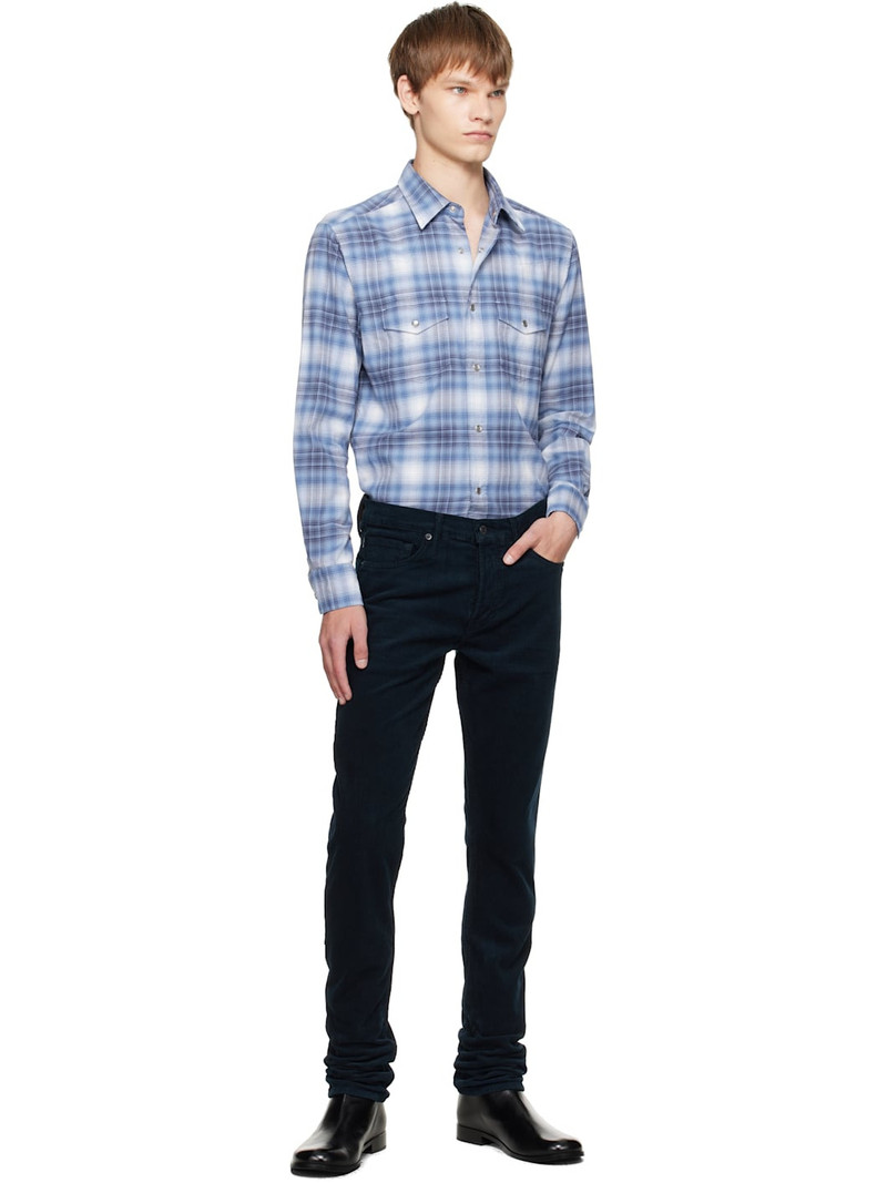 TOM FORD Navy 12 Waves Cord Stretch Slim Fit Trousers outlook