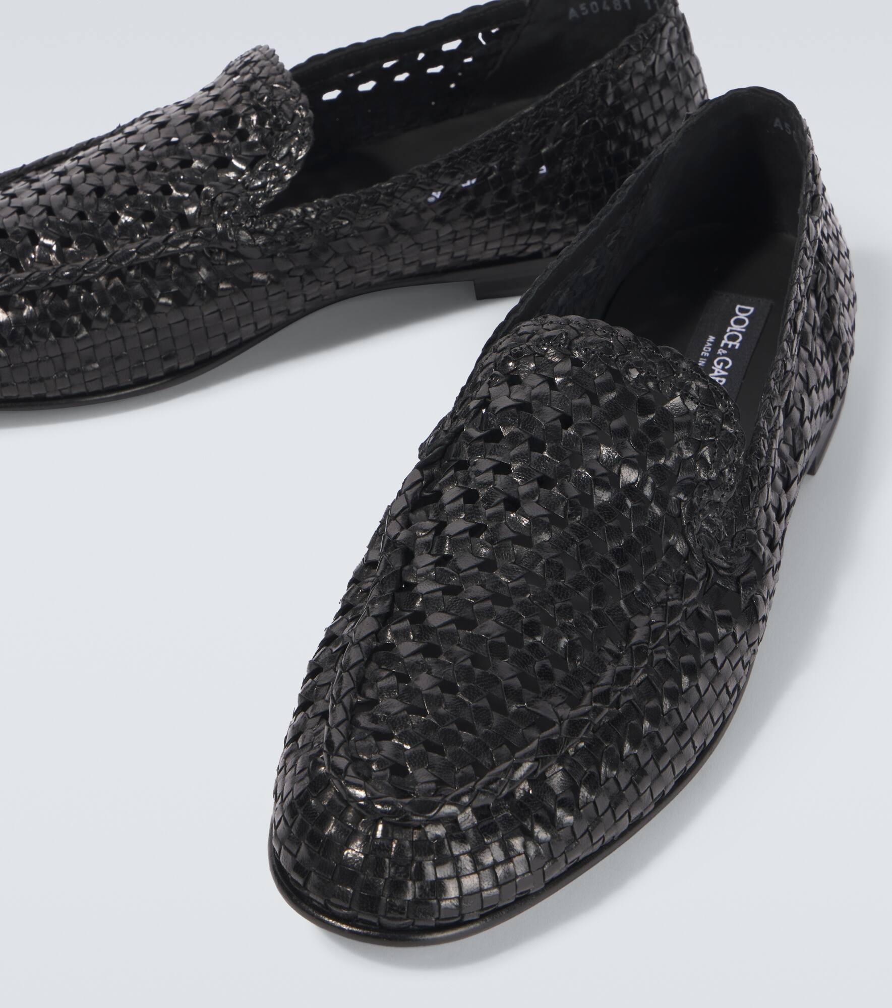 Woven leather loafers - 3