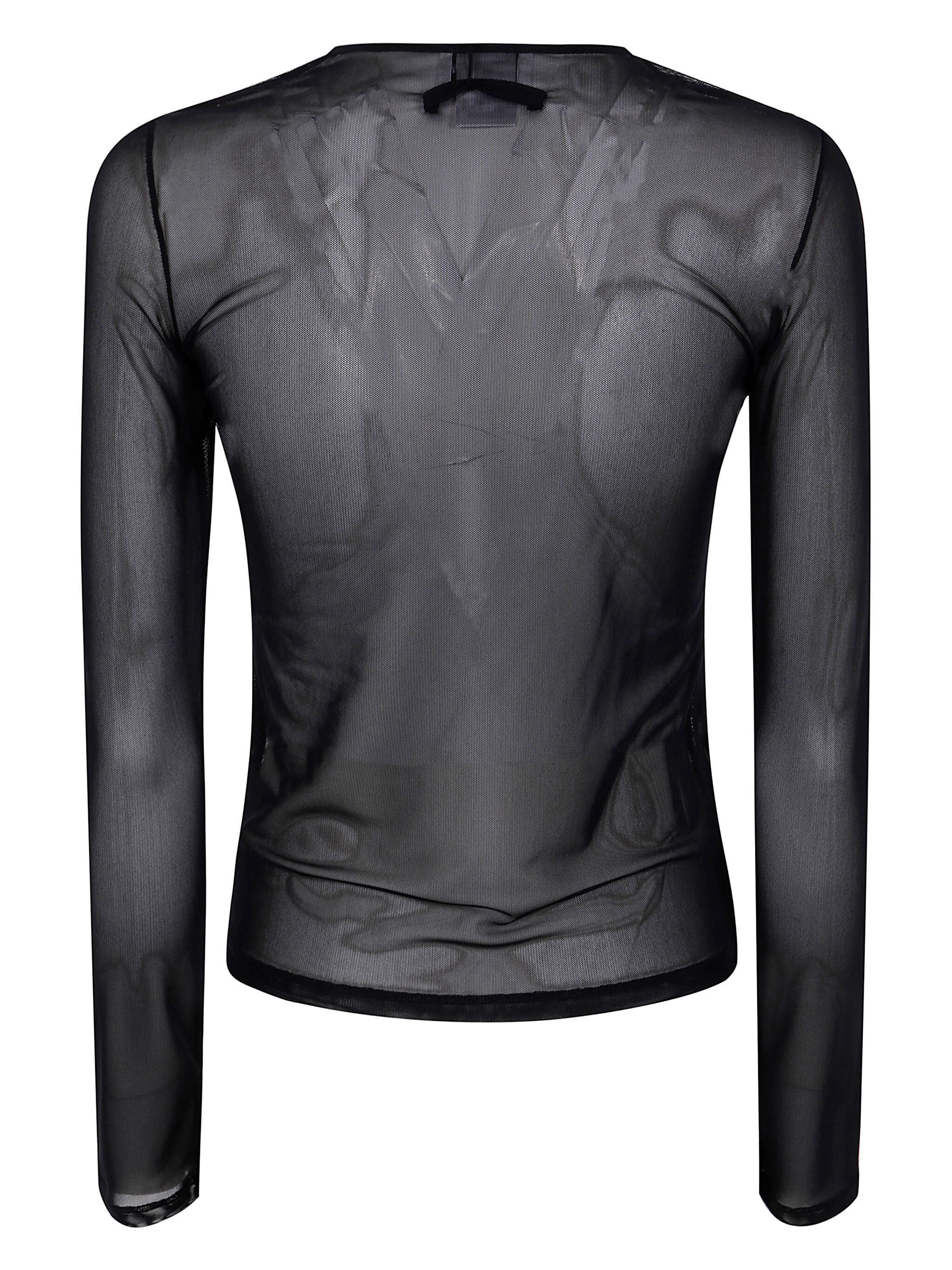 Jean Paul Gaultier Women Mesh Long Sleeves Top With Velvet Flock "Jean Paul Gaultier" - 5