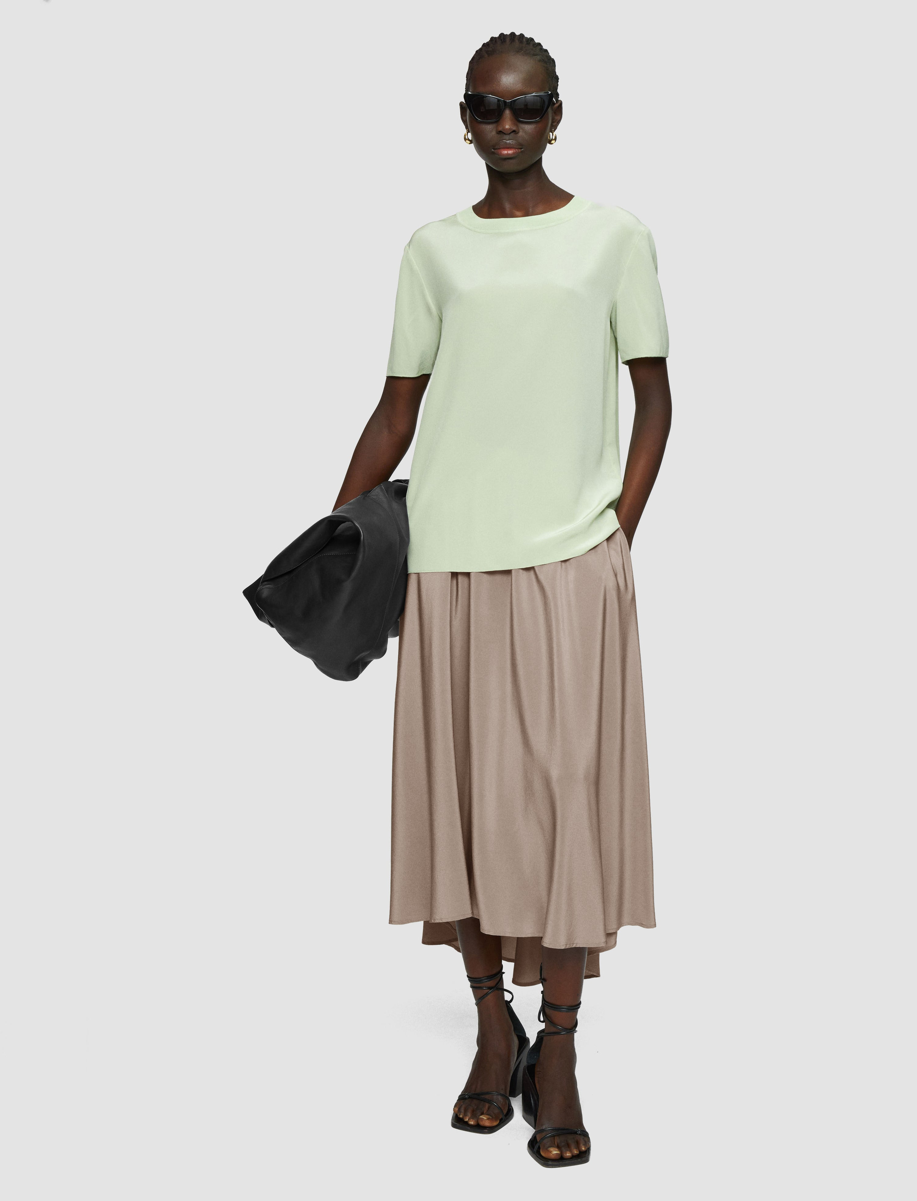 Violet Crepe de Soie Silk Skirt - 2