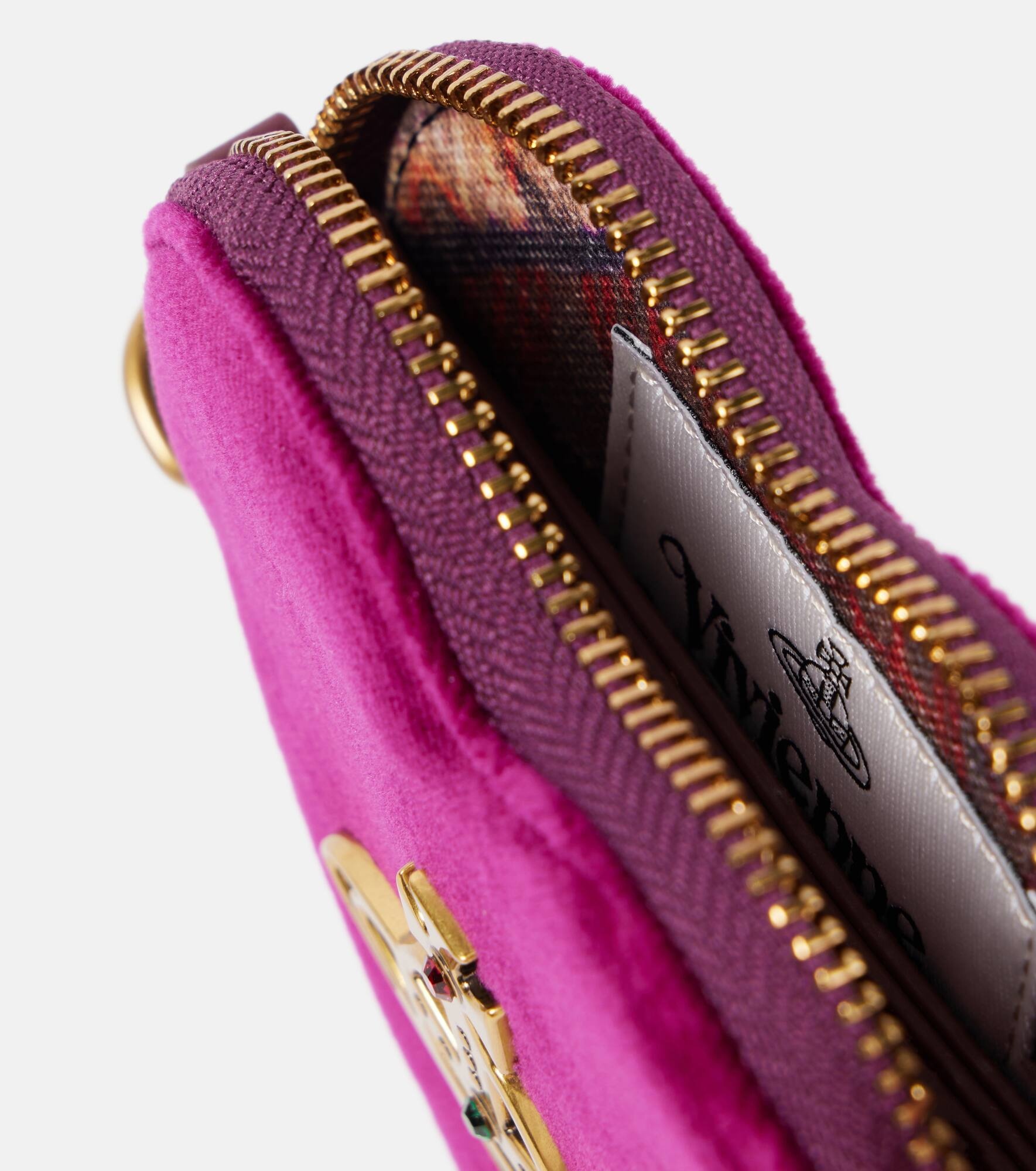 Heart velvet coin purse with strap - 3