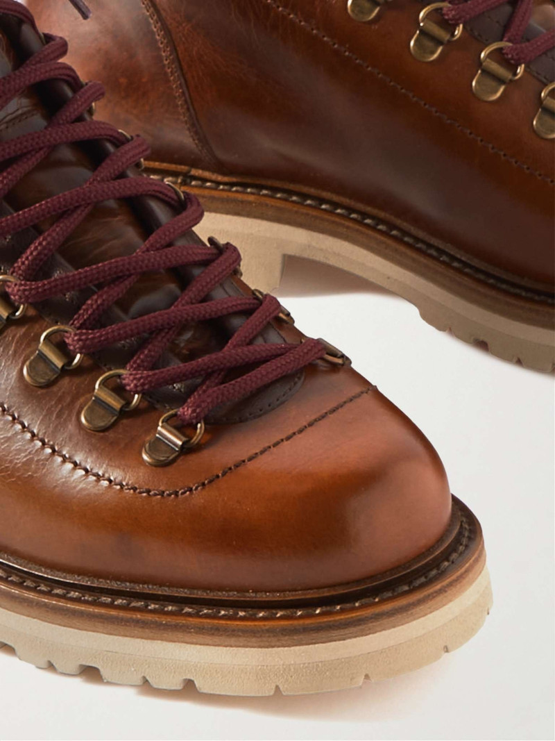 Cashmere-Trimmed Leather Hiking Boots 6