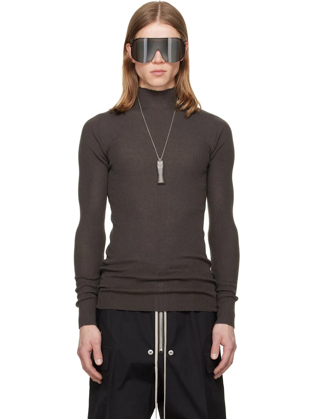 Brown Tower Ribbed Lupetto Sweater - 1