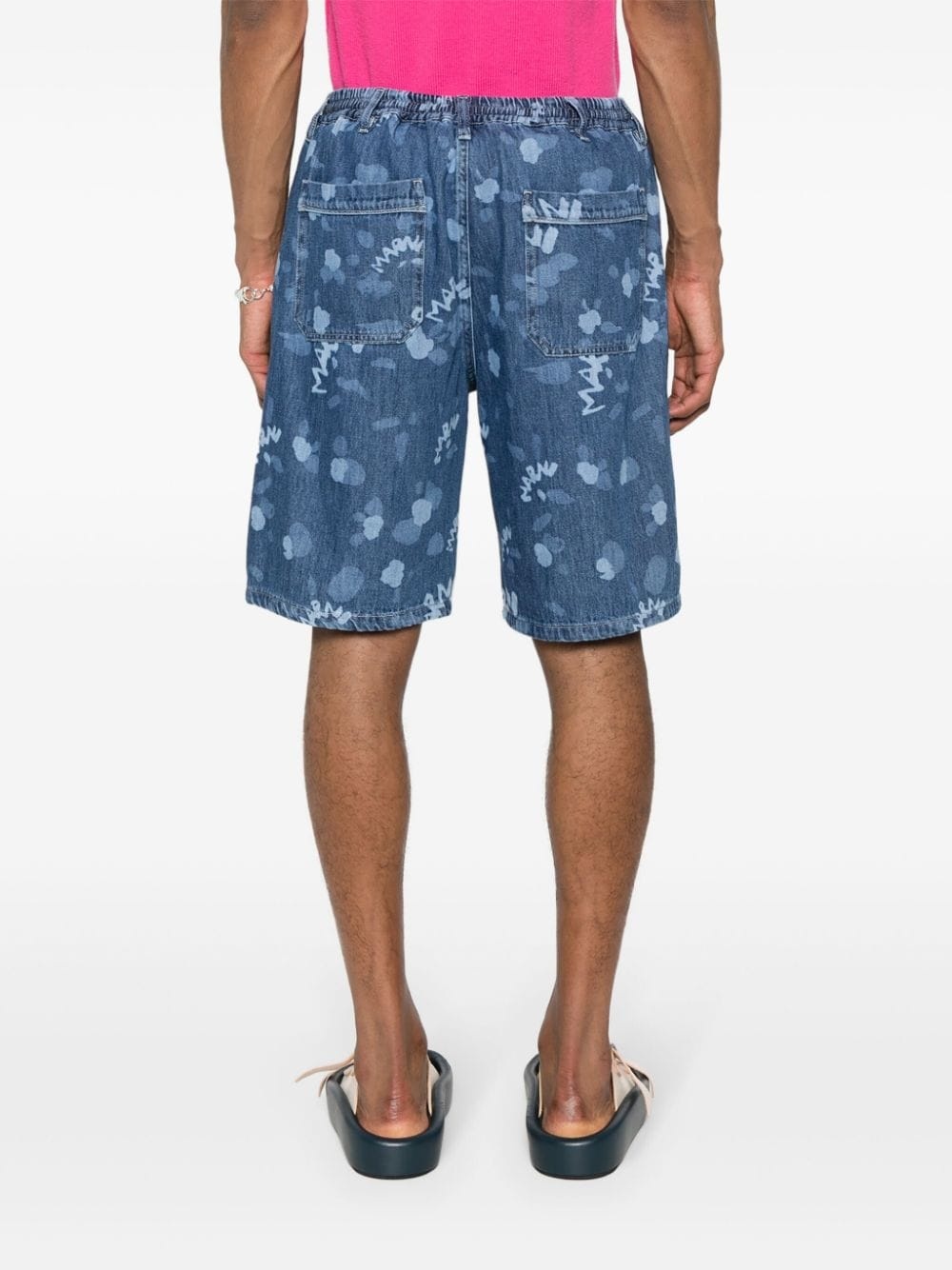 all-over logo-print denim shorts - 4