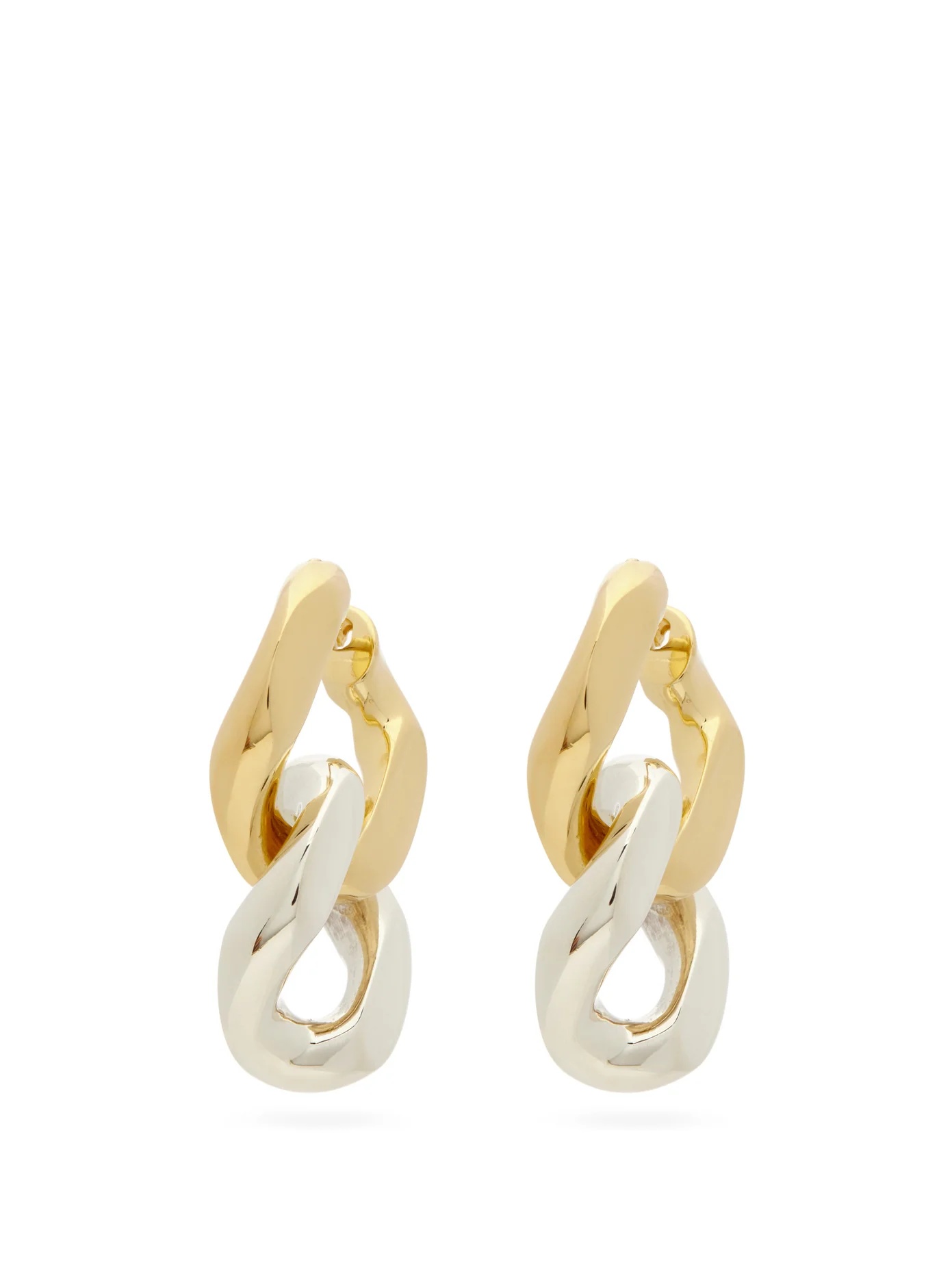 Curb-link gold-plated silver earrings - 1