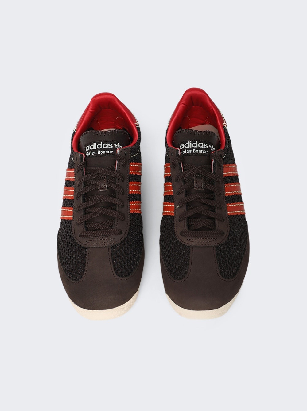 X Wales Bonner Knit Samba Sneaker Dark Brown Orange Scarlet - 4