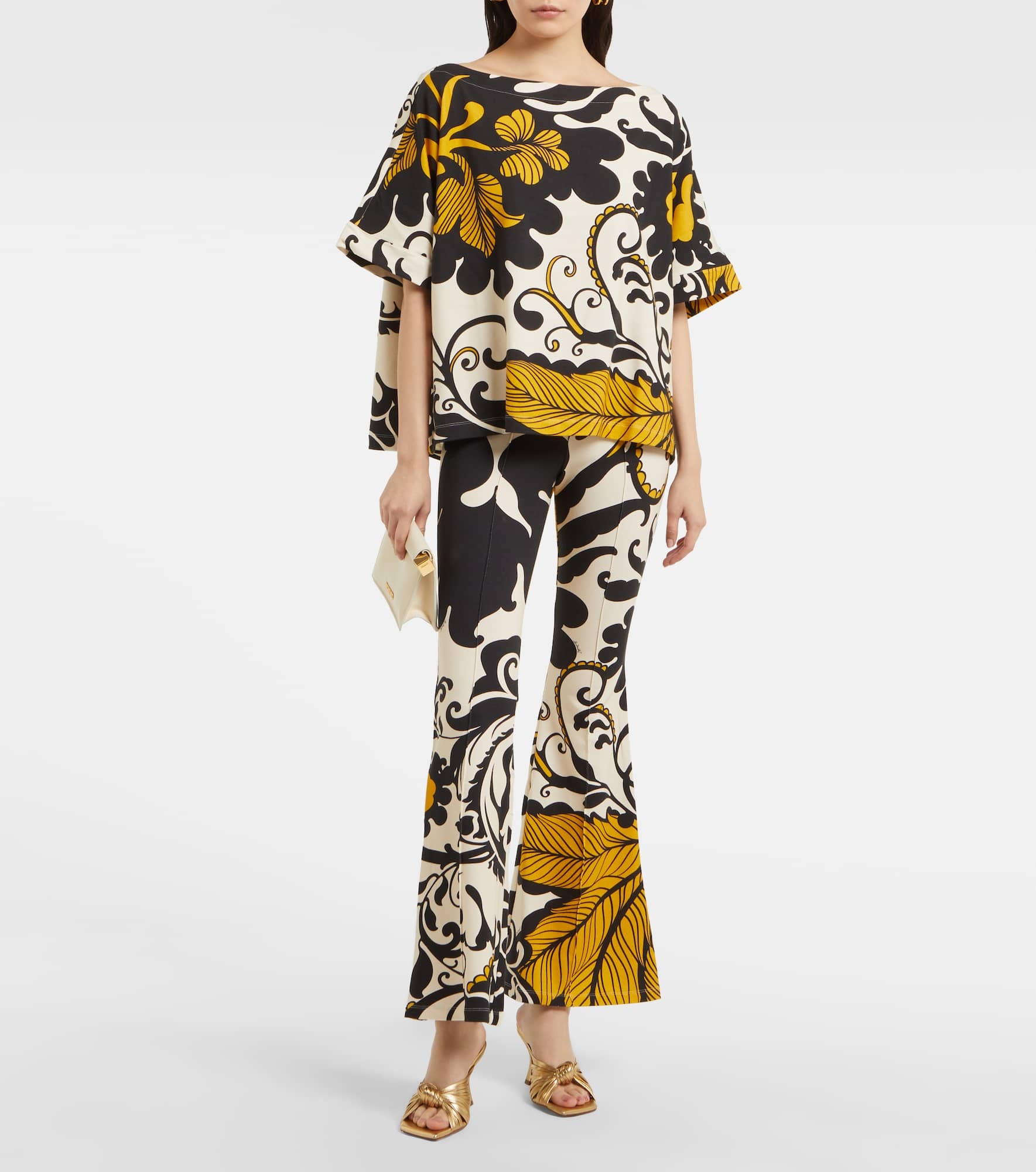 Meditation printed fleece flared pants - 2