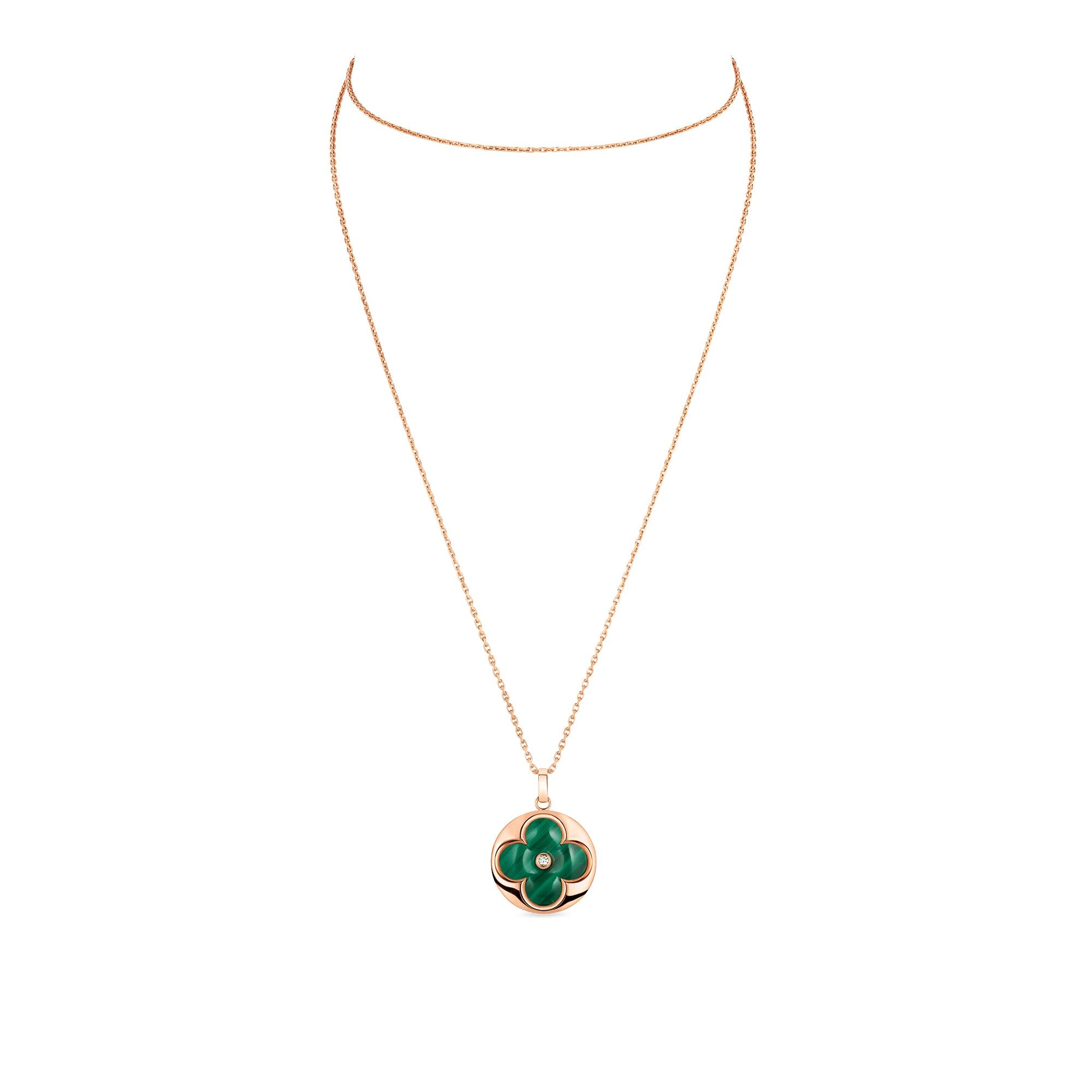 COLOR BLOSSOM XL MEDALLION, PINK GOLD,MALACHITE AND DIAMOND - 5