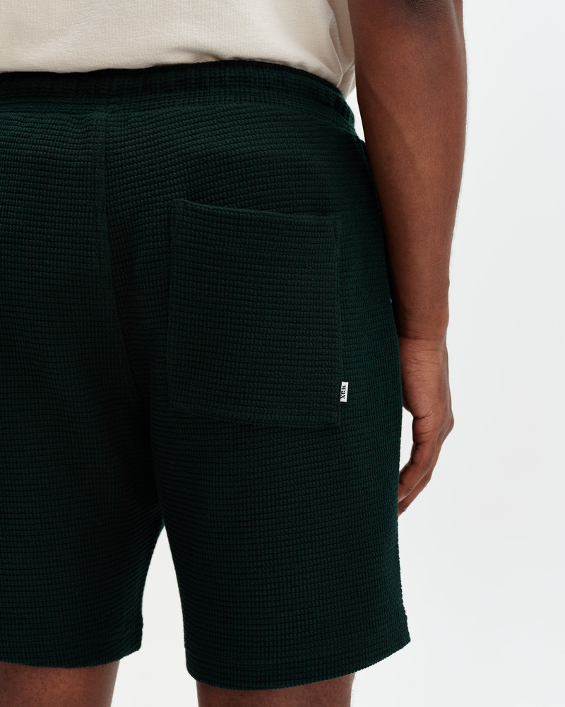 Wax London Sam - Bottle Green Textured Waffle Shorts outlook